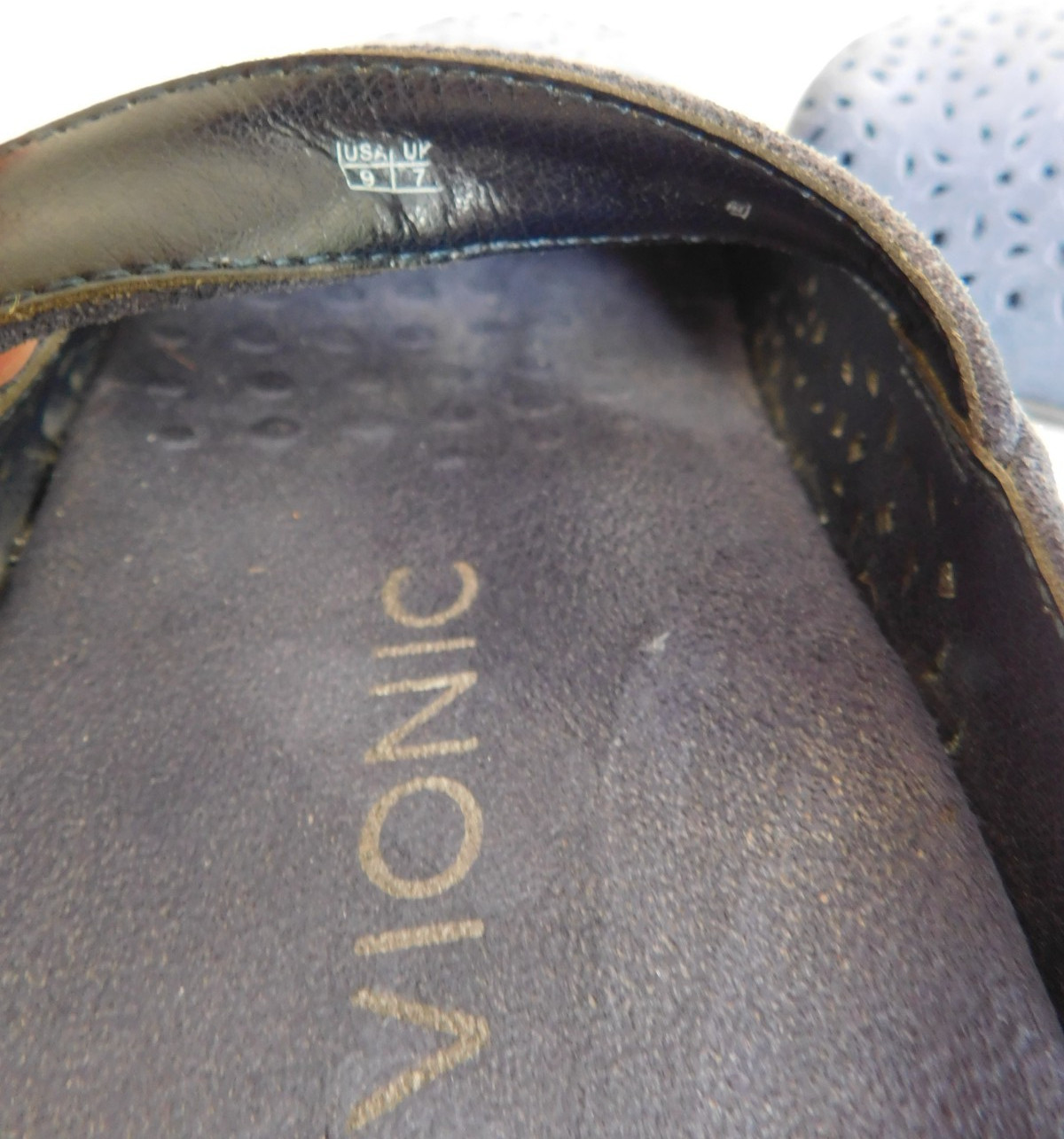 Vionic Shoe Women 9 Lidia Slip On Mule Buckle Mary Jane Perforated Blue Comfort