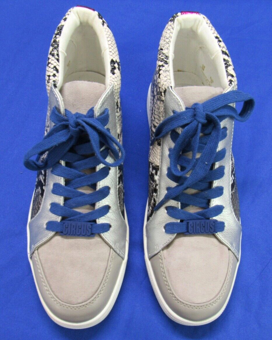 CIRCUS Sam Edelman DESZI Gray SNAKE PRINT Lace-Up MID-TOP Fashion Sneakers Sz 8M