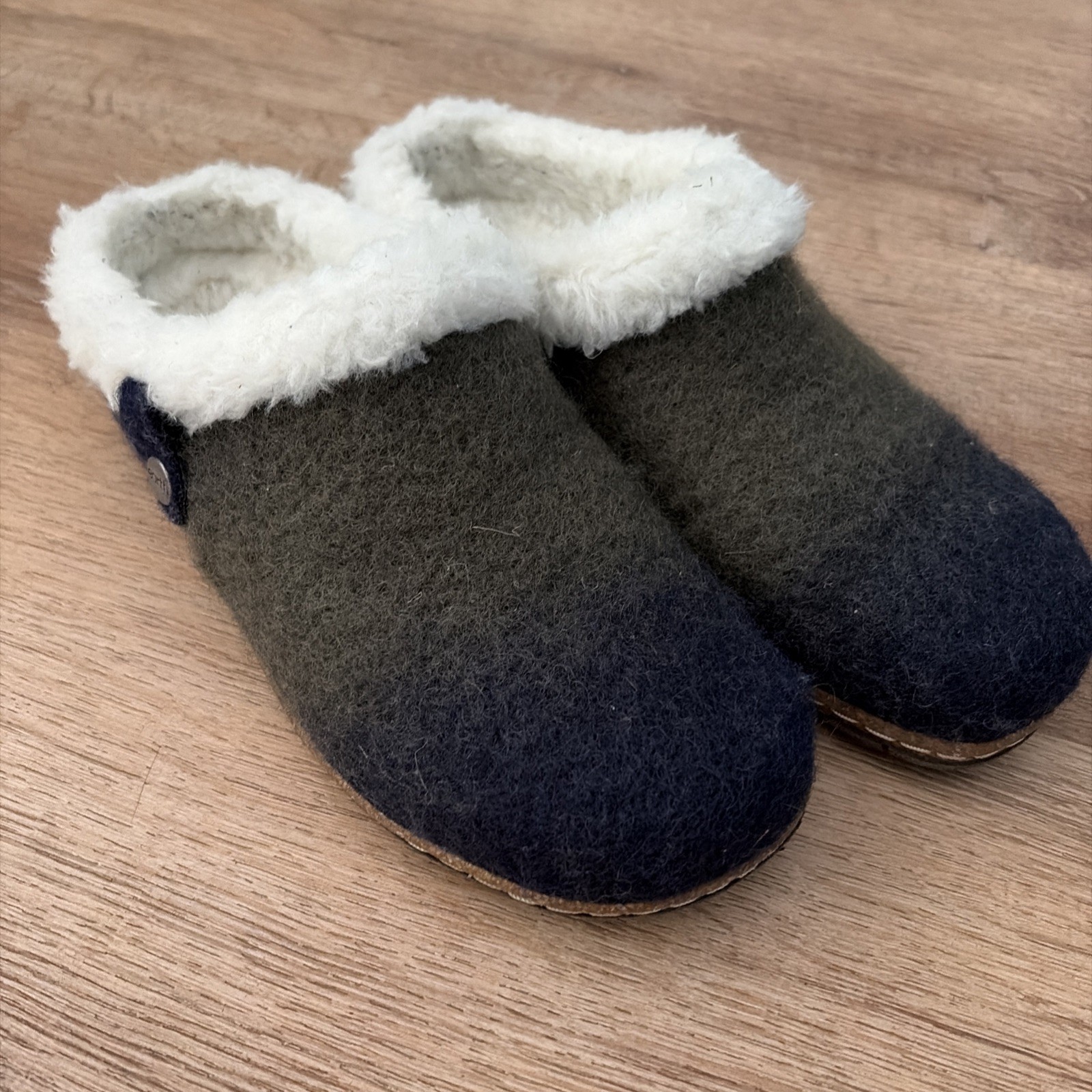 Earth Origins~Lined~Mule Clogs Slippers~Shoes sz 7W Felt Blue/Green Ombré~New