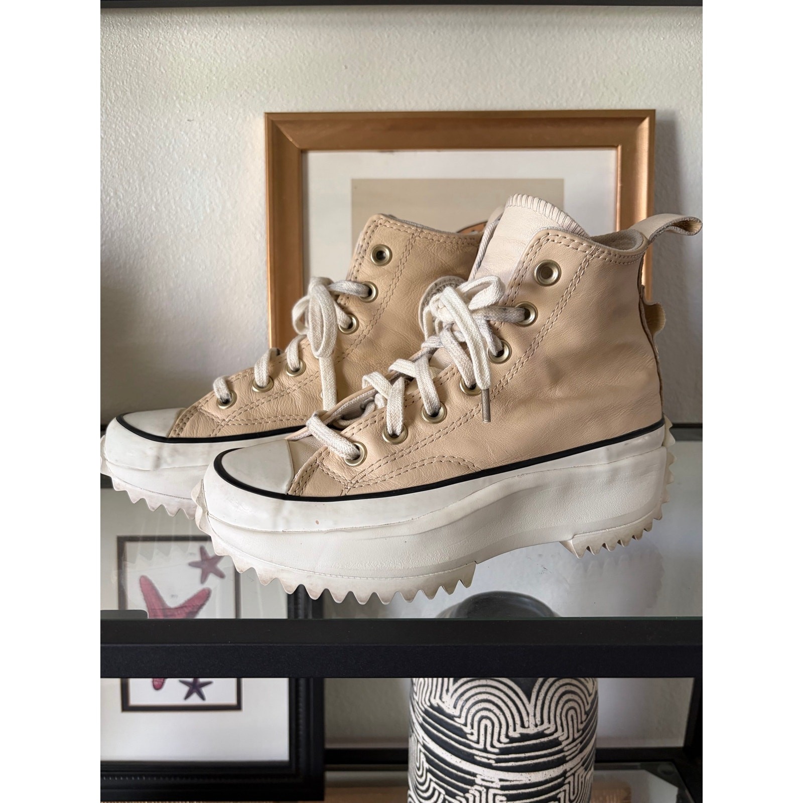 Converse Run Star Hike Leather High Light Twine Womens 4.5 Platform
