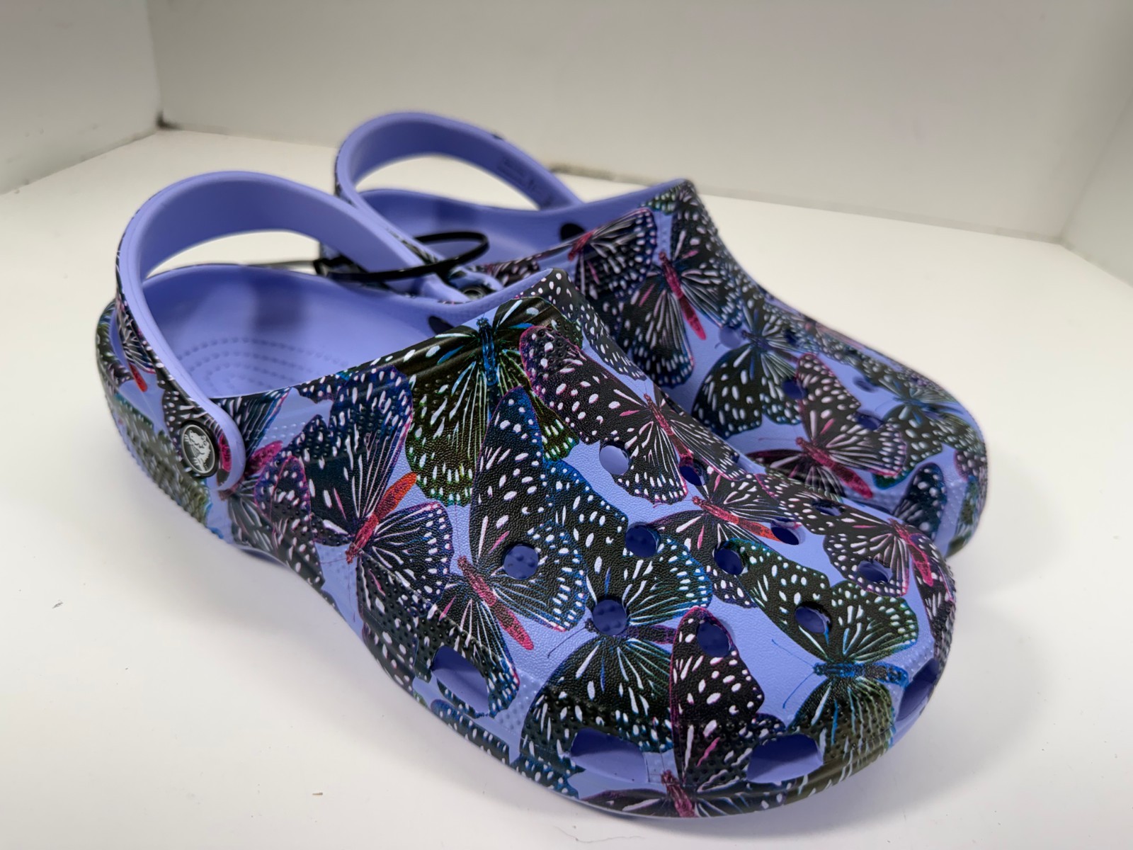 Crocs Classic Butterfly Clogs Womens 11 Moon Jelly Multi Slip-On Comfort NWOT
