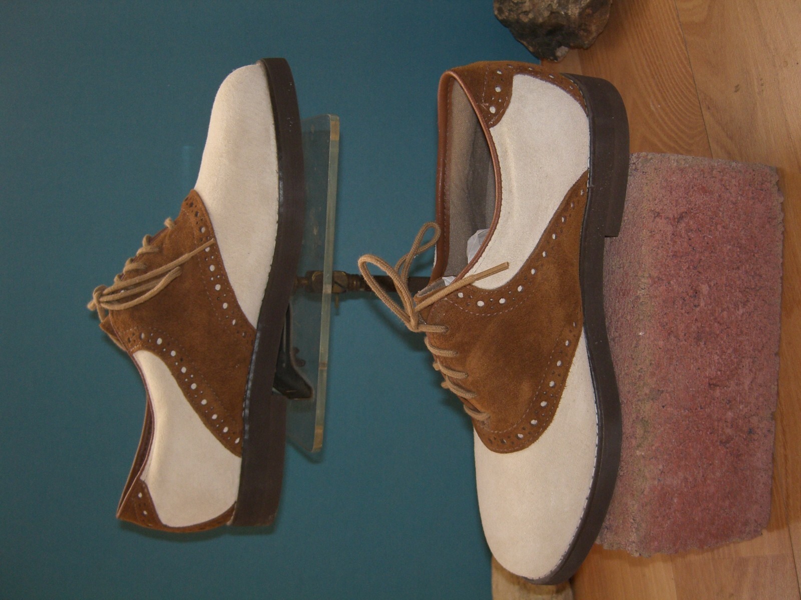 Vintage Hush Puppies Brown/tan Saddle Shoes womens 7 1/2 M NOS