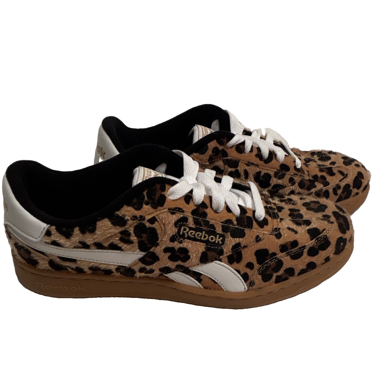 Reebok Girls Low Top Lace-Up Sneakers Leopard Print US 6