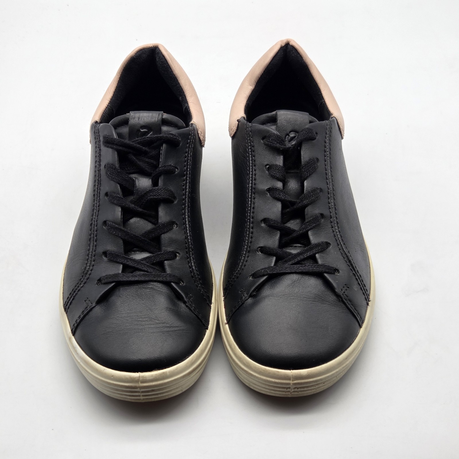 ECCO Soft 7 Easy Slip Black Leather Low Top Tie Sneakers Women’s Size 7.5 EU 38