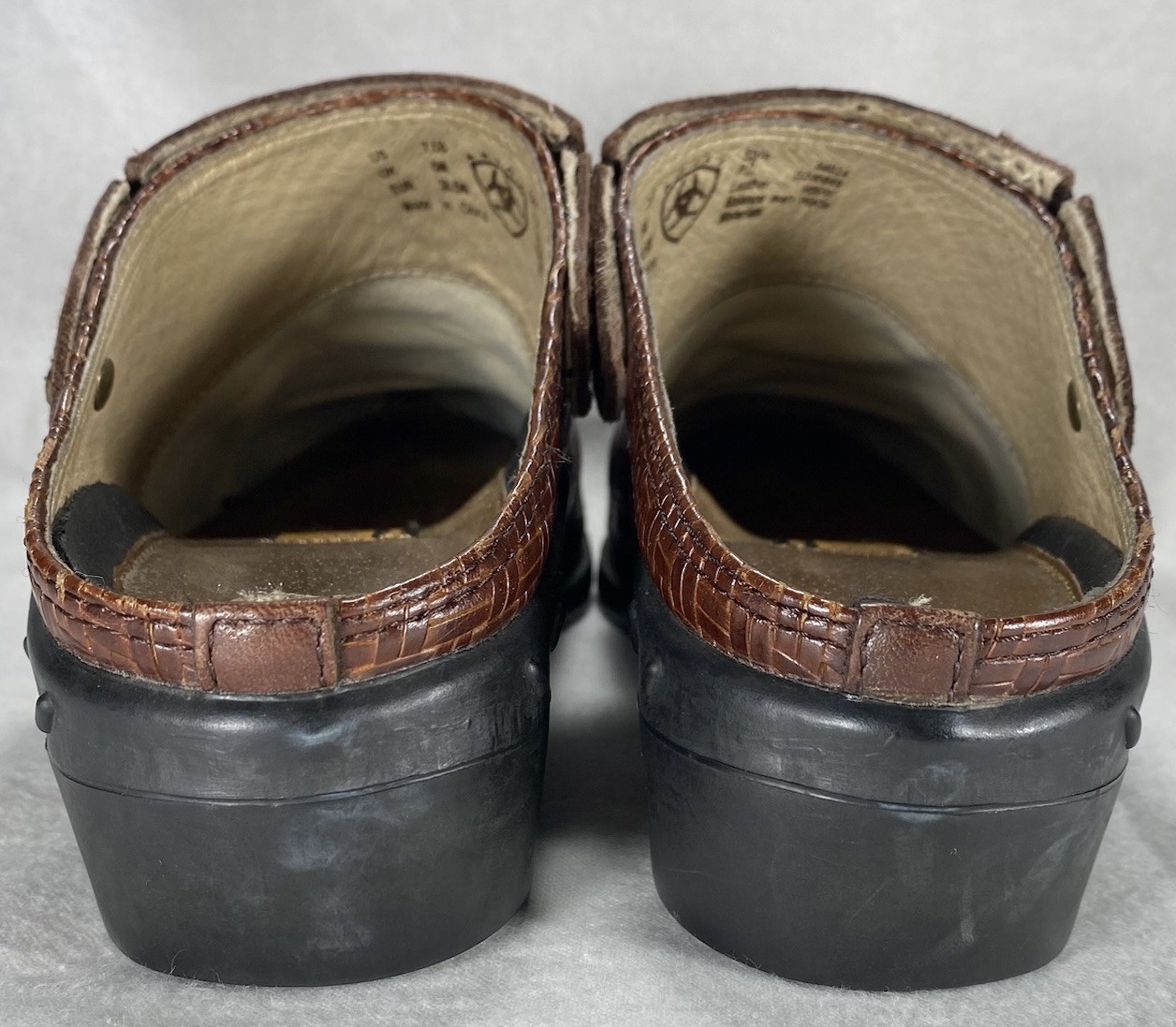 Ariat Mules Womens 7.5 Brown Leather Slingback Woven Clogs Western Cowboy Rodeo