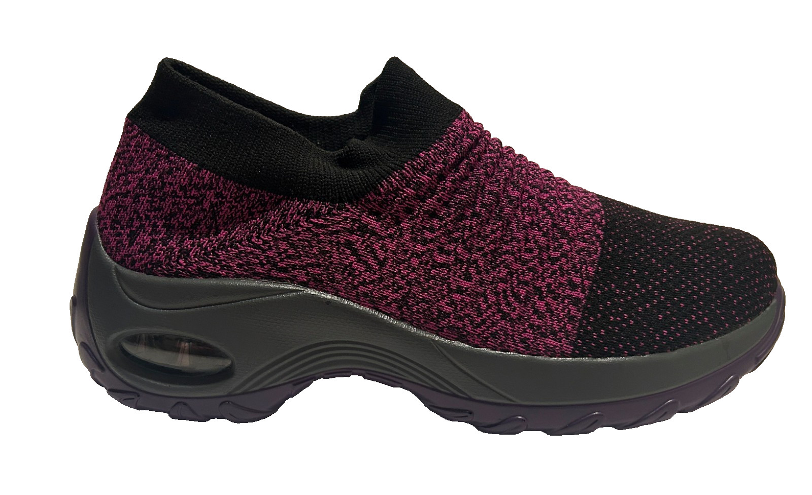 Slow Man Women’s Walking Shoes Sock Sneakers Purple/Black Size 9