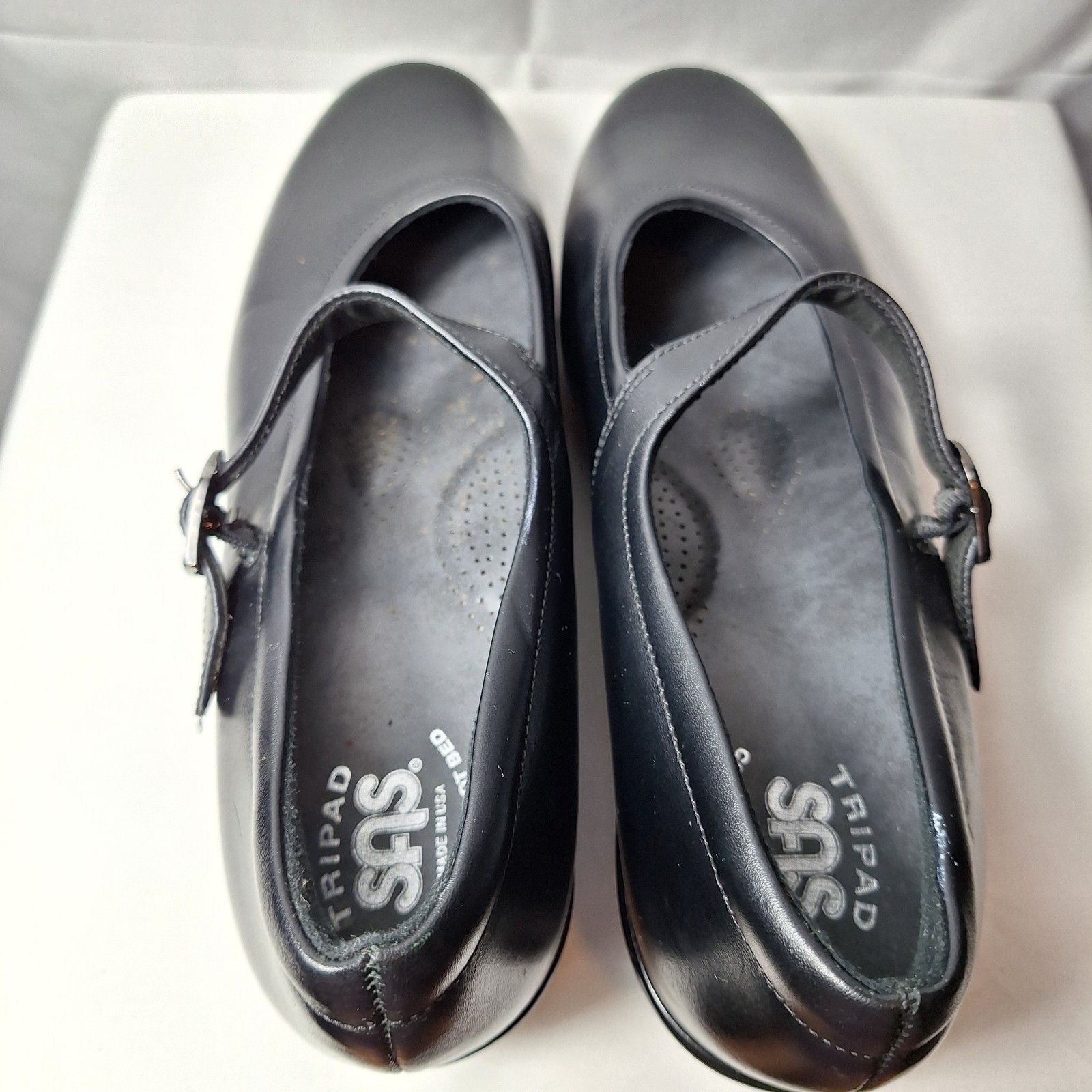 SAS Maria Mary Jane Shoes Sz 10 Black Leather Adjustable Strap Buckle Comfort