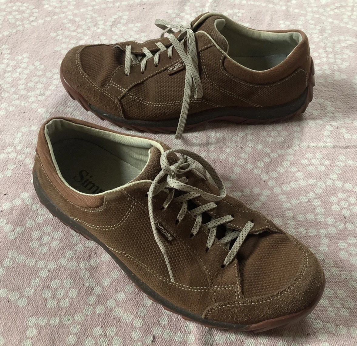 Vtg Simple Womens 9 Brown Canvas Lace Up Retro Comfort Sneakers Hipster Hippie