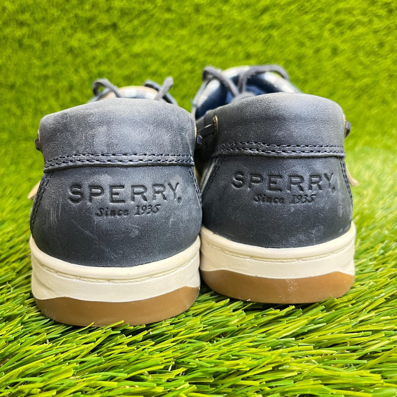 Sperry Bluefish Womens Size 9.5 Blue White Walking Comfort Stripe Boat Shoes