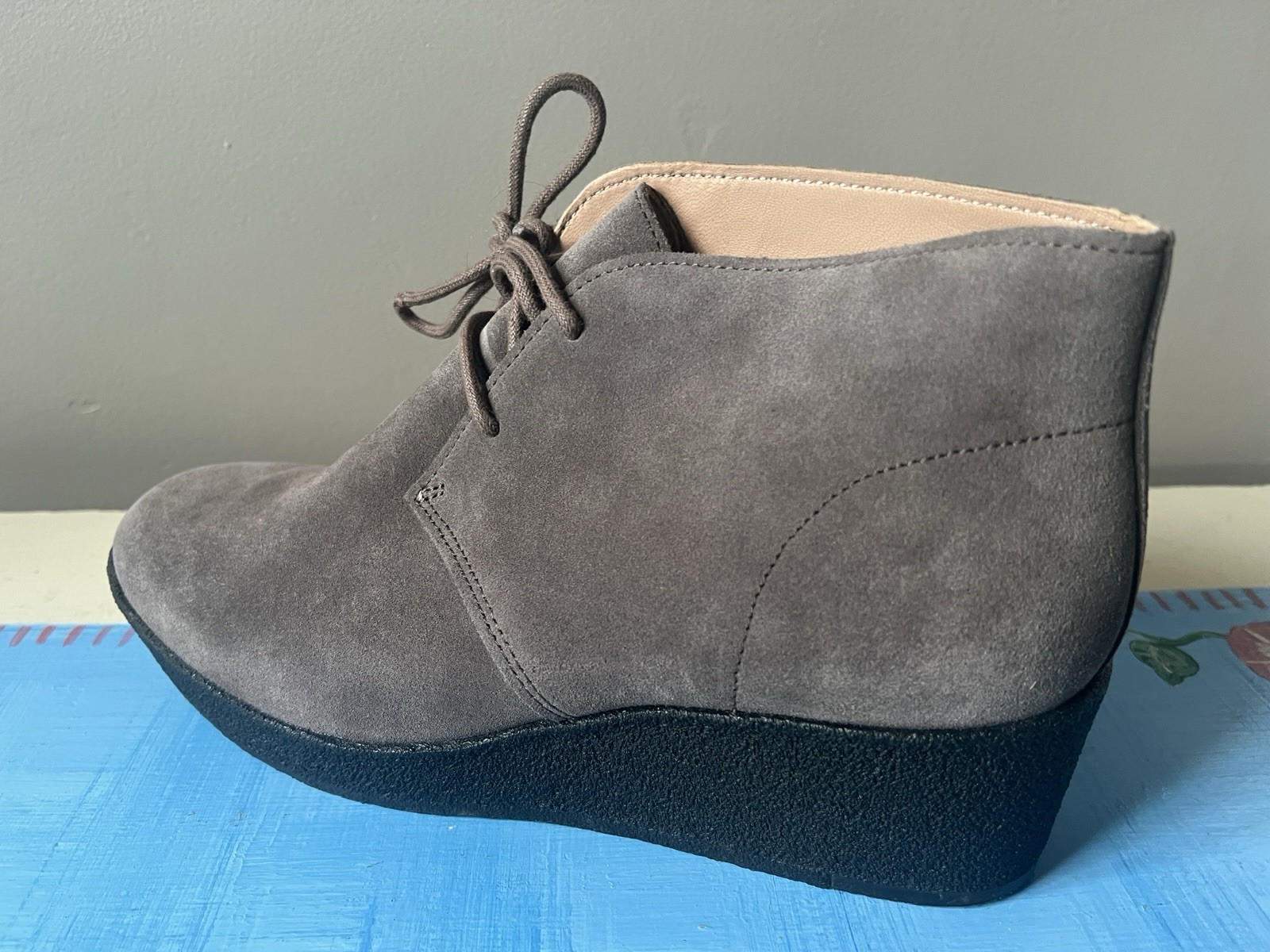 CLARKS ORIGINALS Athie Terra Desert Boots Wedge Sole Taupe Women’s 10 M NEW