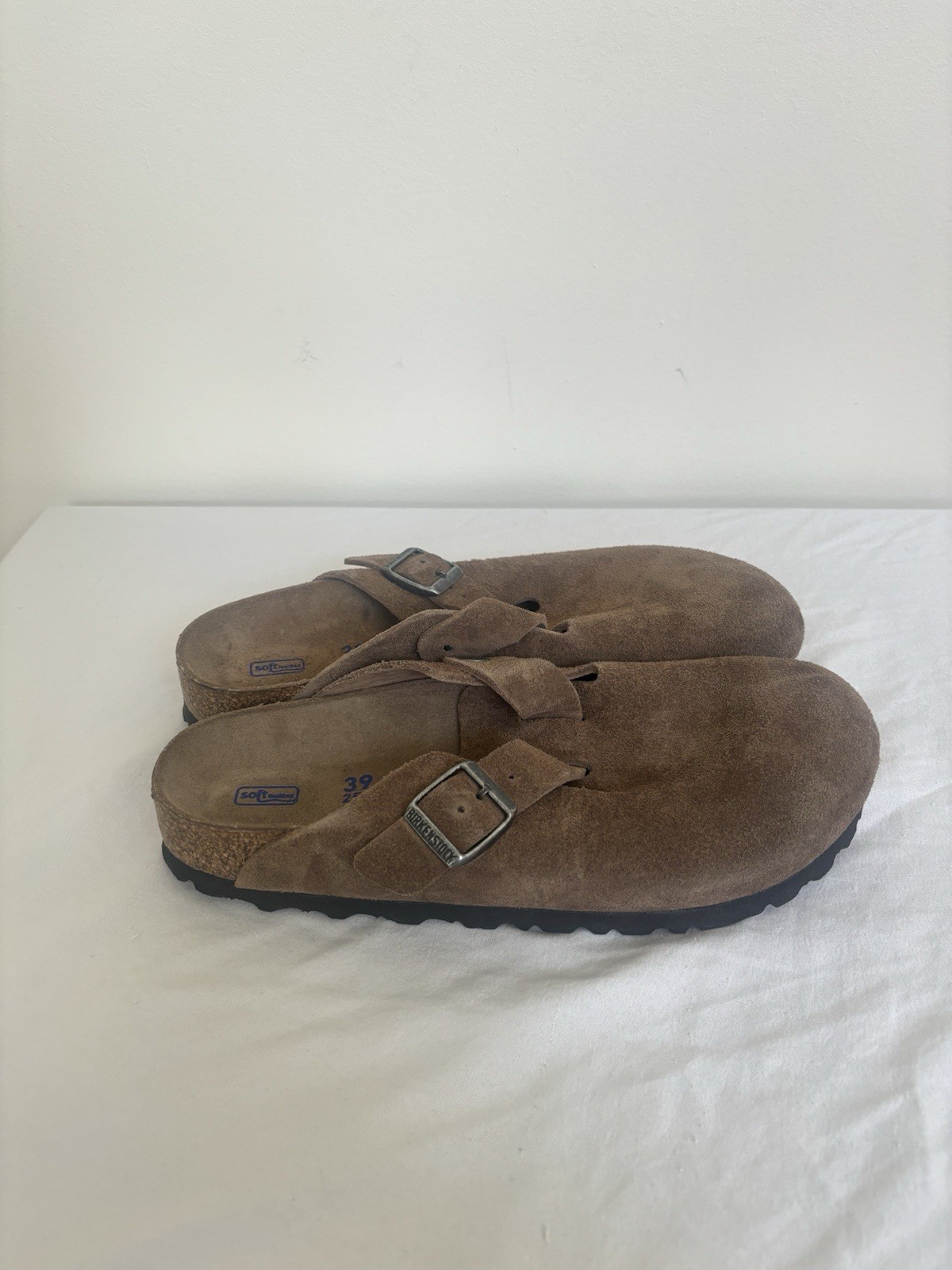Birkenstock Boston Clogs Brown Suede Size 8 Eu39 Narrow Fit Soft Footbed