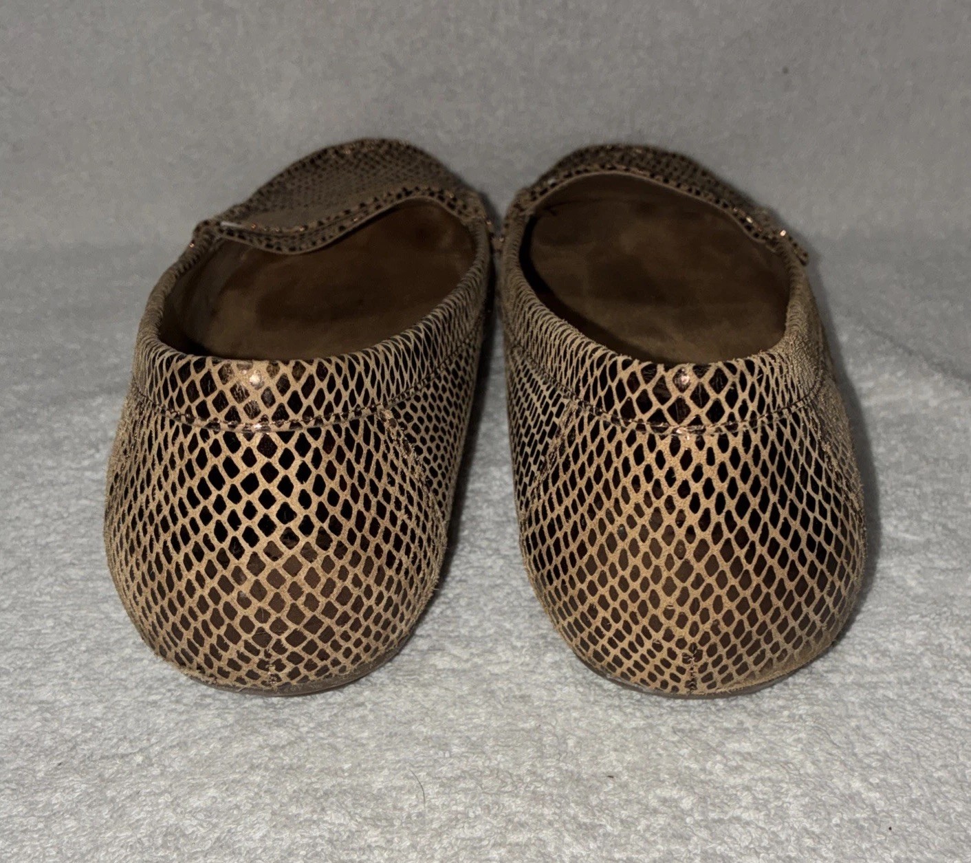 Vionic Chill Larrun Brown Metallic Snake Print Leather Flat Slip On Loafer Sz 10