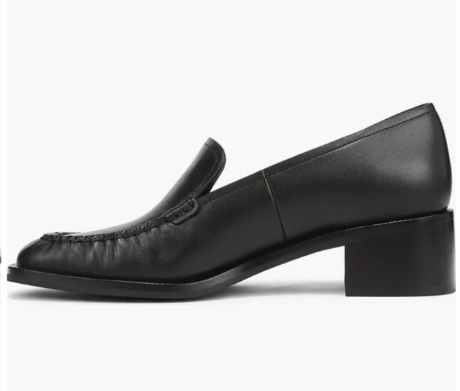 NWD $350 Vince Larose Loafers Black Leather Slip On Low Block Heel Sz 8.5 M/39