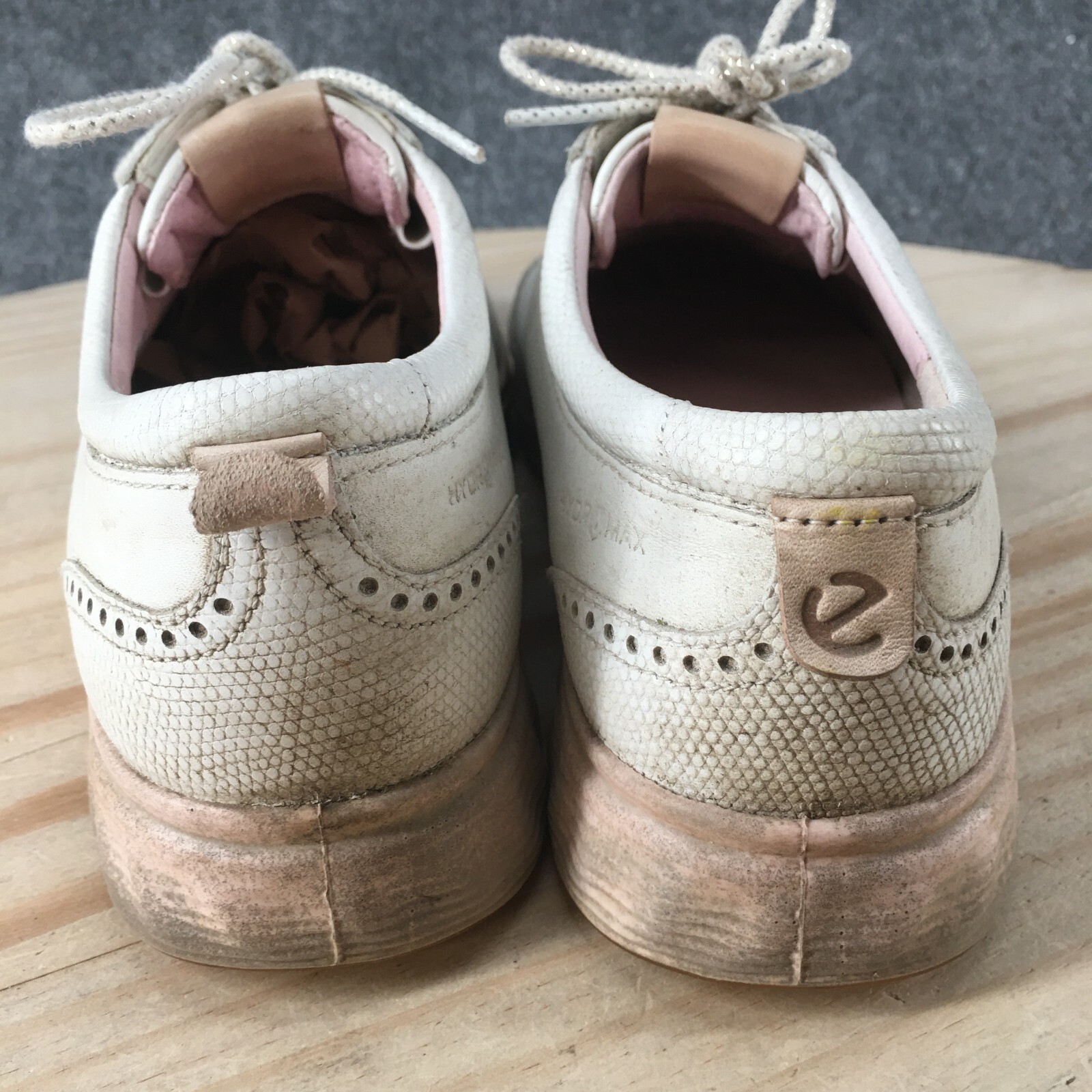ECCO Shoes Womens 6.5 S-Classic Hydromax Wingtip Oxford Sneakers White Leather