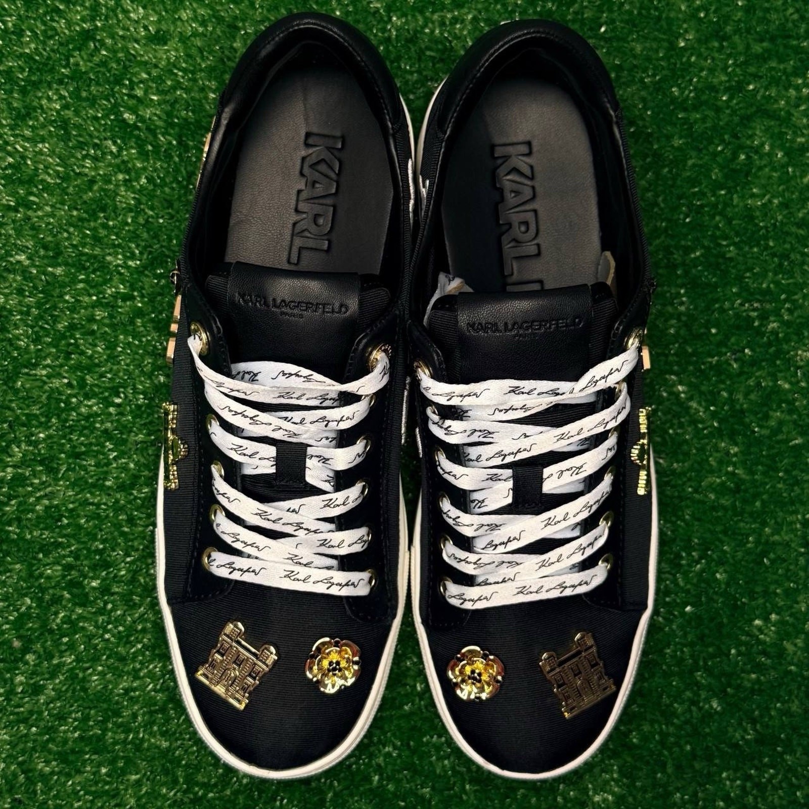 🔥 Karl Lagerfeld Cate Rue Pins Women’s Sneakers Size 8 Black Stylish Trendy