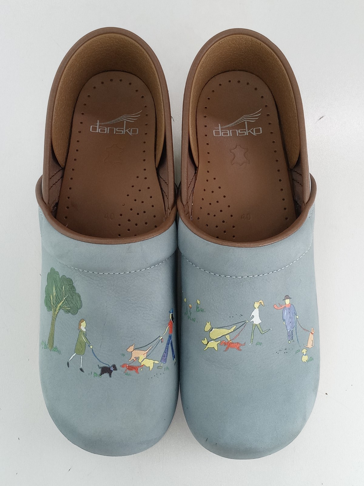 Dansko Twin Pro Dog Walkers Milled Nubuck Women’s Clogs Blue/Brown Sz 40/9-9.5