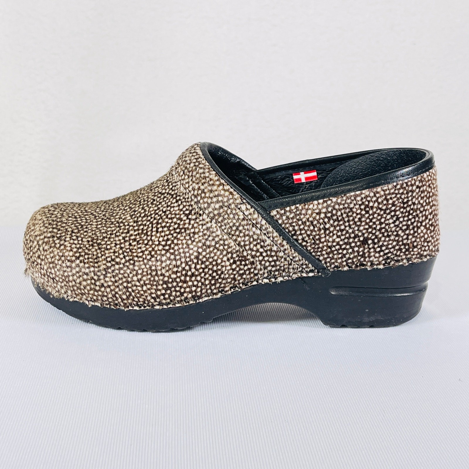 Santia Comfort Clogs Women’s EU 40 US 9.5-10 Brown White Spotted Calf Hair
