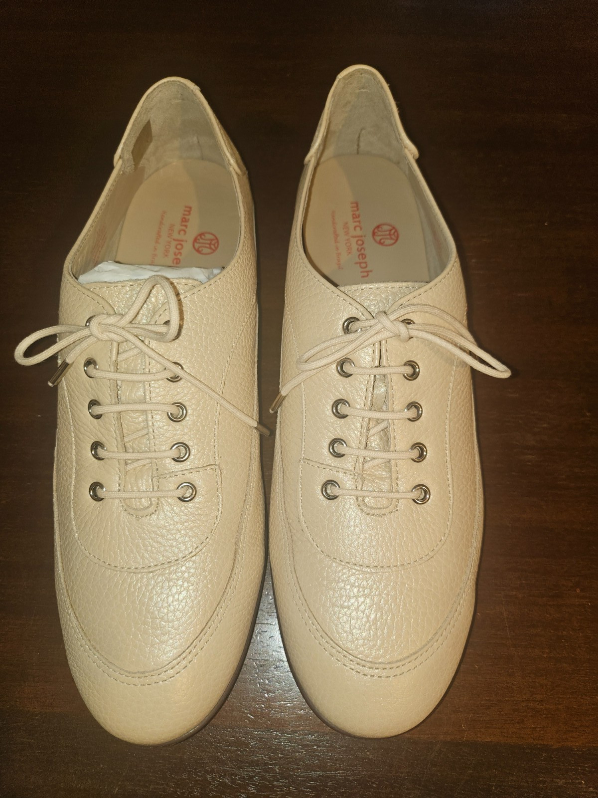 Marc Joseph Hampton Golf All Leather Oxfords Lace Up Shoes Beige Size 11