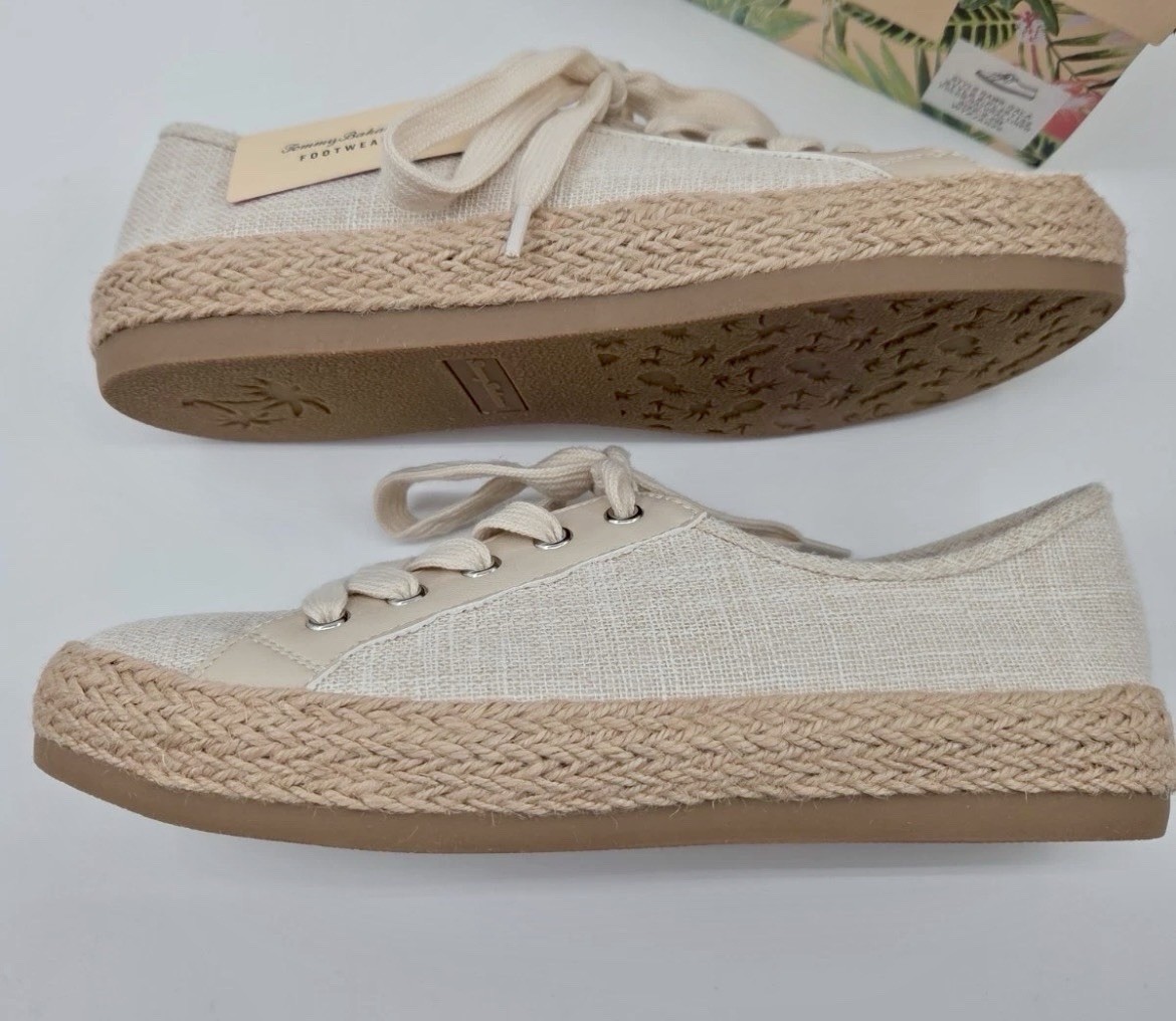 Tommy Bahama Women’s Sneakers 8.5 Natural Linen Gala Espadrille Shoes NWT