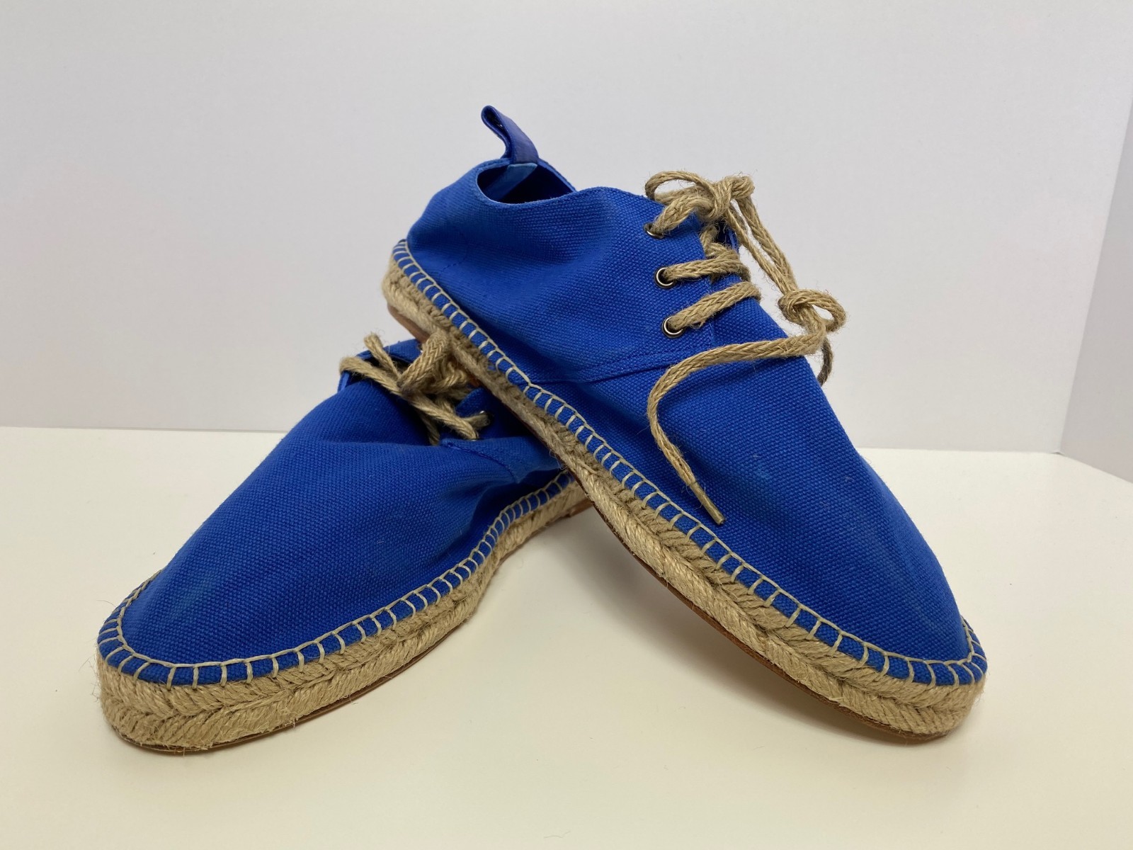 Hermes Espadrilles Hightop Canvas Electric Blue Size 39EU 5UK 6US