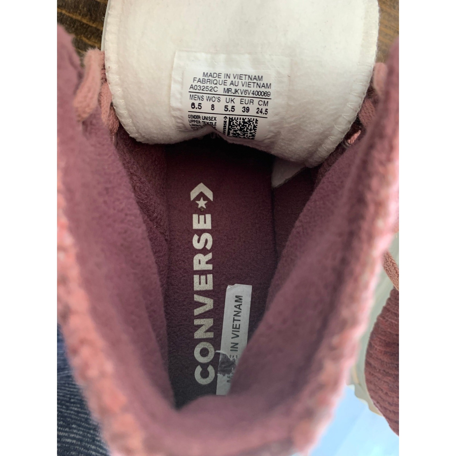 Converse Run Star Hike Shoes Corduroy Platform Size Women’s 8 Plum Purple