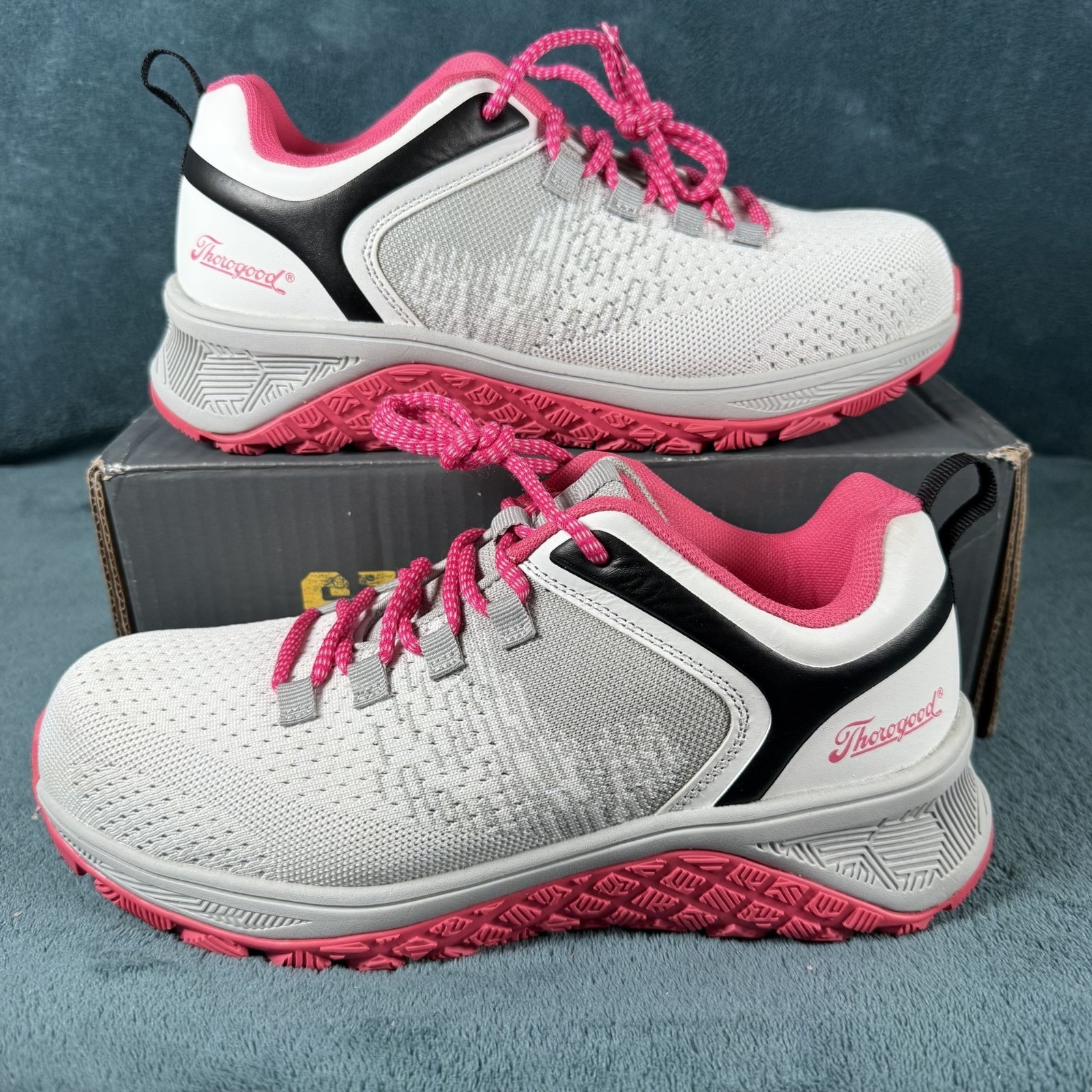 Thorogood Women’s Safety Toe Work Shoes Slip Resistant White/Pink Size 10.5