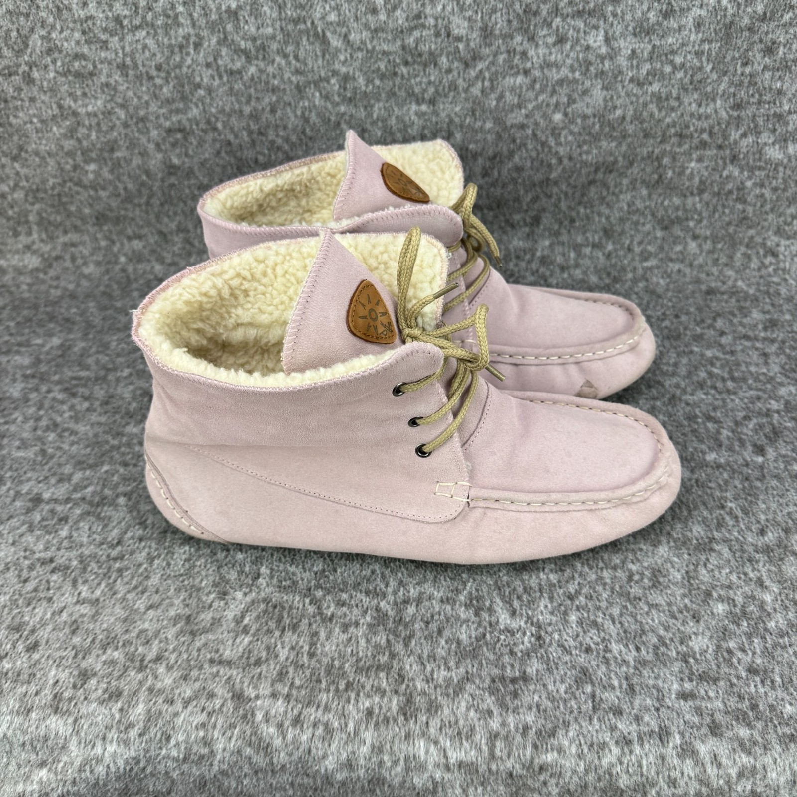 ✅Womens 11 Dije California Lace-Up Moccasin Faux Sherling Casual Comfort Slipper