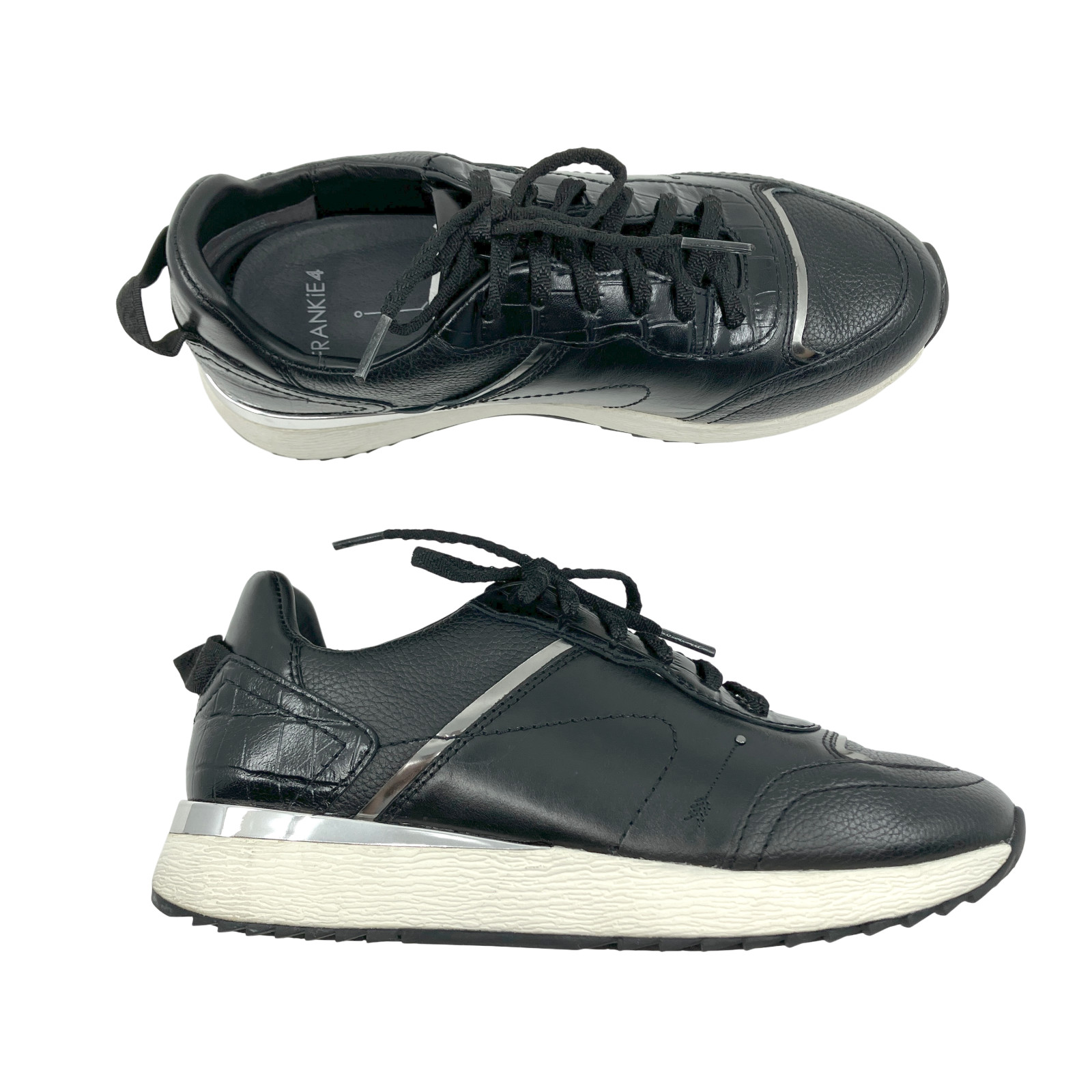 Frankie4 Black Steel Leather Brooklyn Sneakers Size 7.5