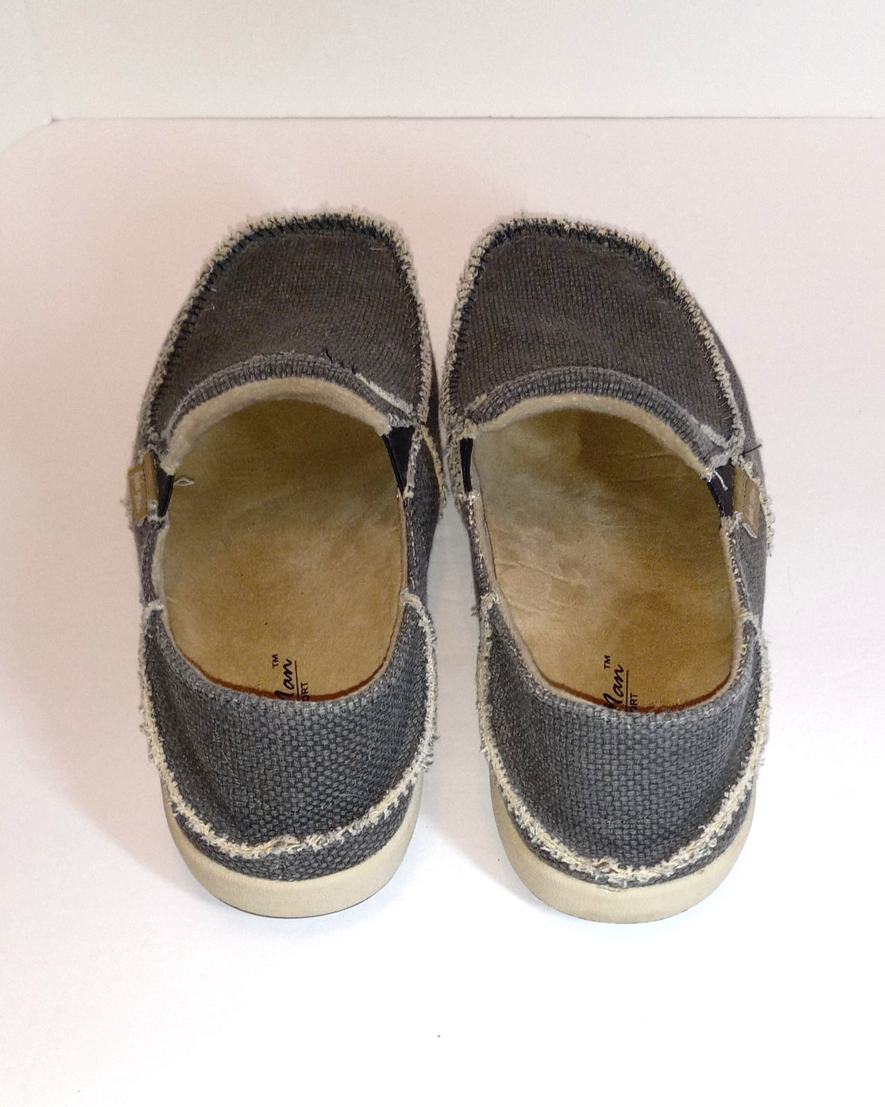 Womens Gray Canvas Shoes Size 9 Gecko Man Casual Slip-on Shoes Arch Support