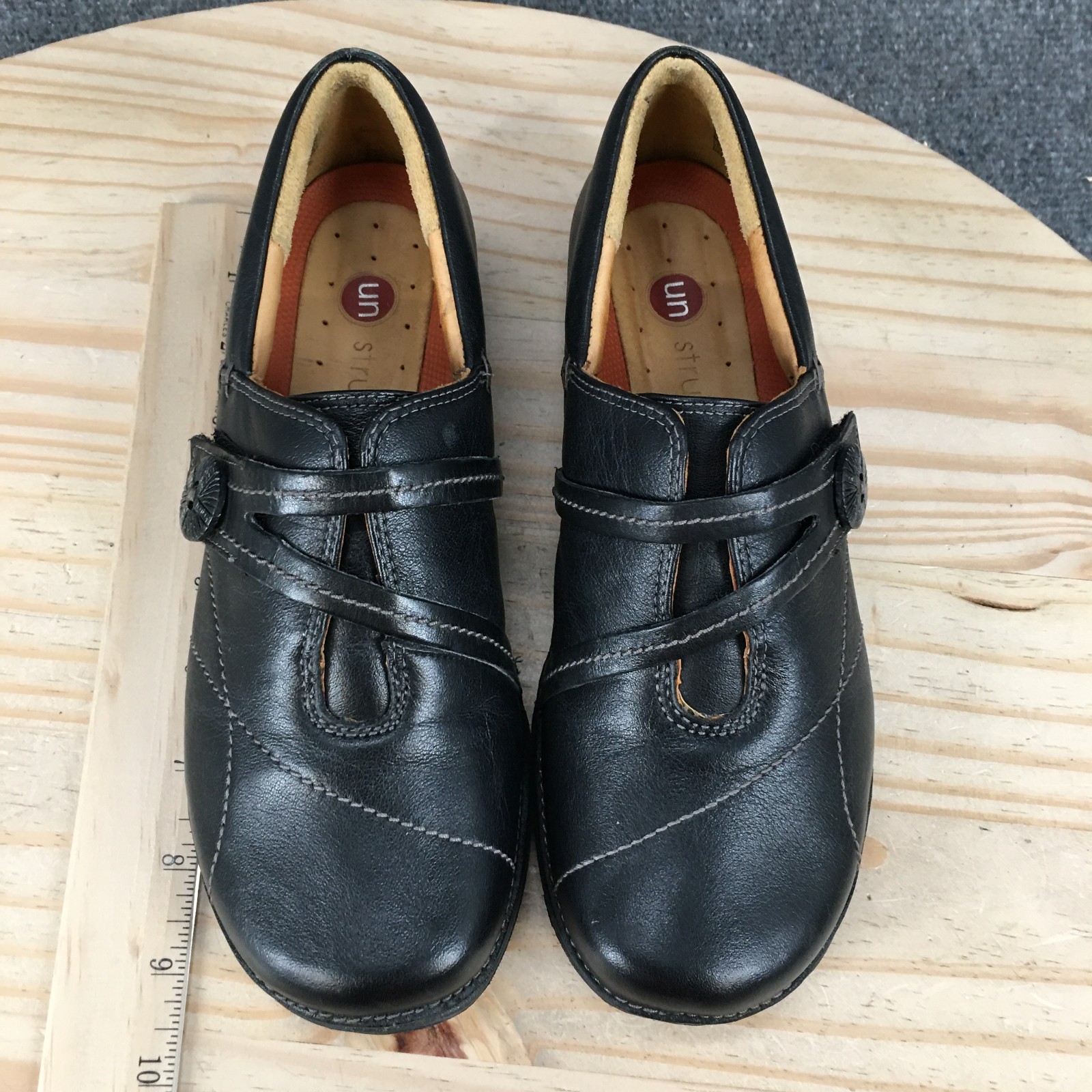 Clarks Un Loop Shoes Womens 5 Slip On Casual Comfort Low Top Flats Leather Black