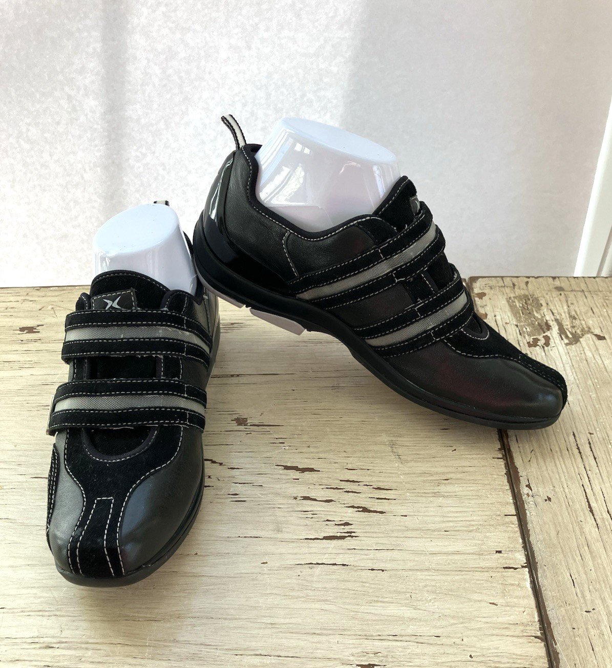 Aetrex Womens Size 7 Black Abbey Double Strap Sneaker 100% Leather Comfortable