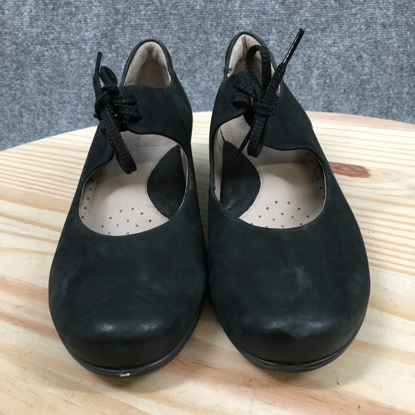 ECCO Sculptured Mary Jane Pumps Womens 40 Hook & Loop Casual Heels Leather Black