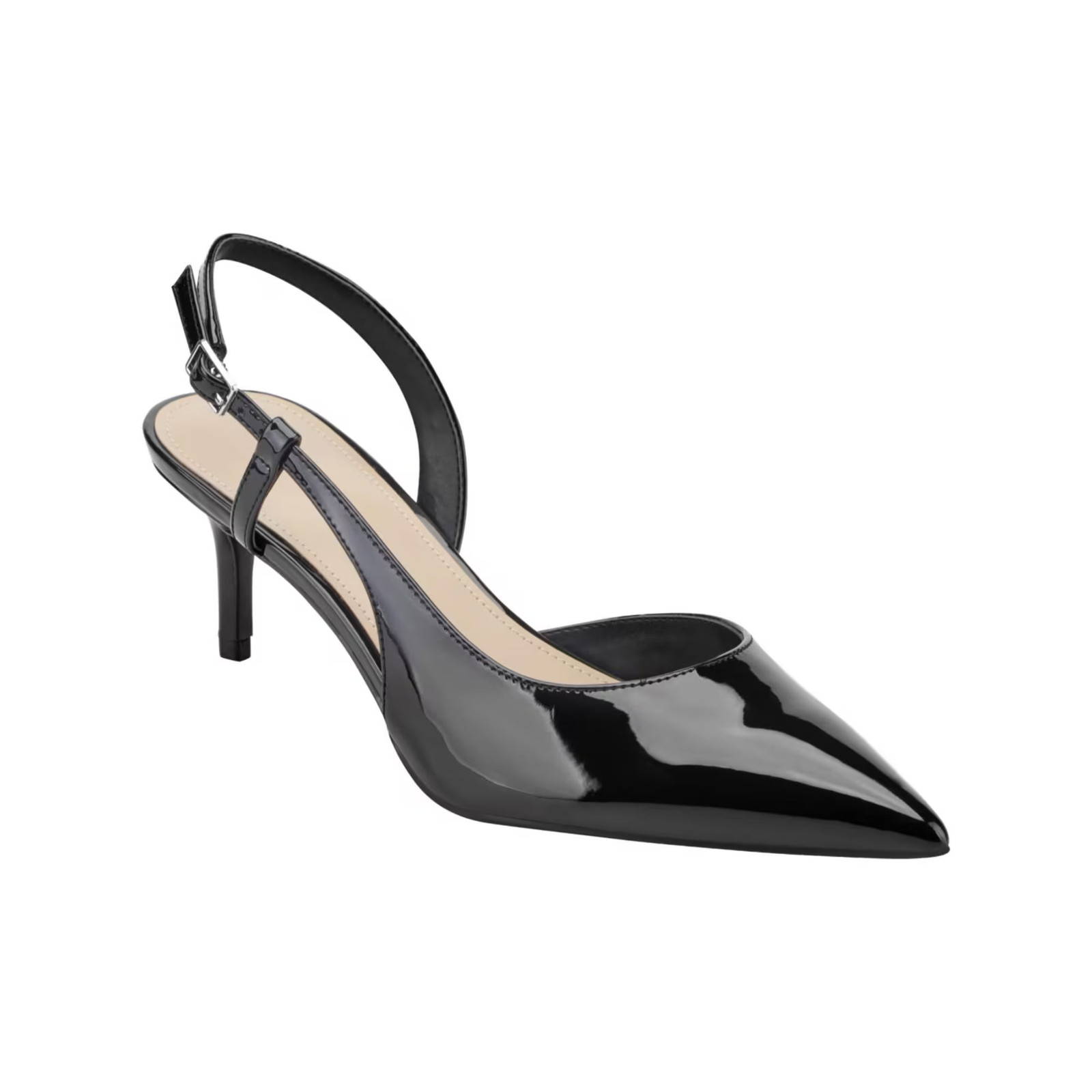 Women’s Marc Fisher Caya Slingback Kitten Heel Pumps Black Patent