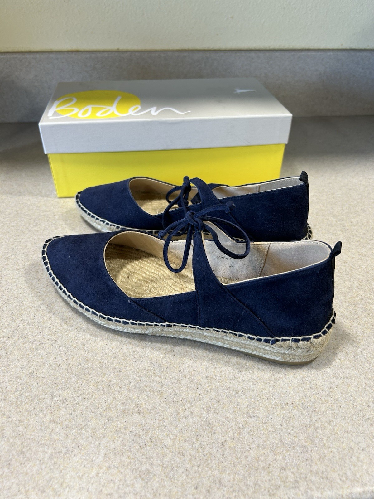 Boden Claire Espadrilles Blue Suede EU Size 38 US Size 7 NIB Coastal Beachy