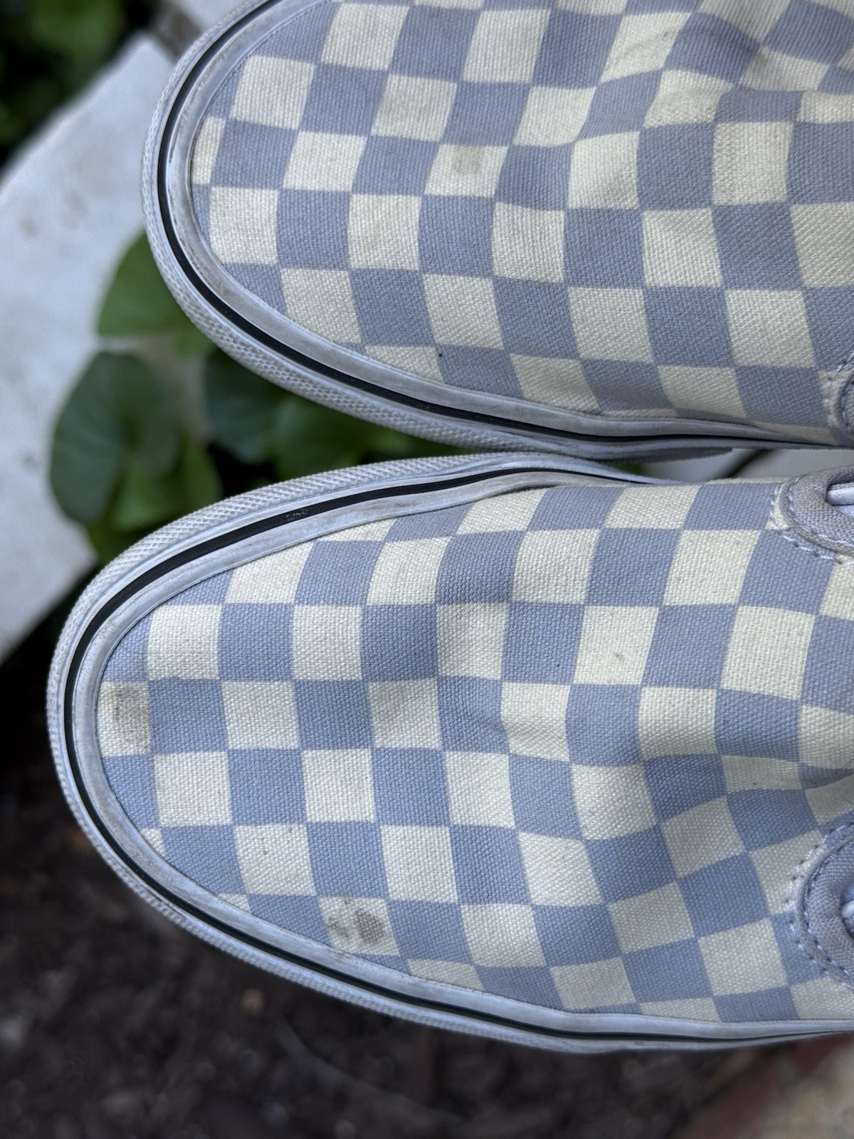 Vans white and Gray checkered slip on’s women’s 8 Men’s 6.5