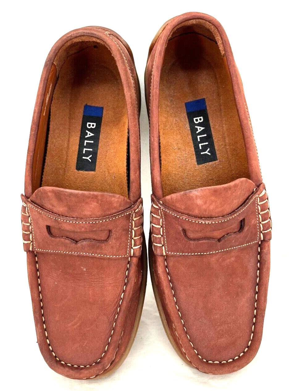 Bally Pragela Brown Suede Penny Loafers Classic Slip-On Moc Shoes Women’s 6.5