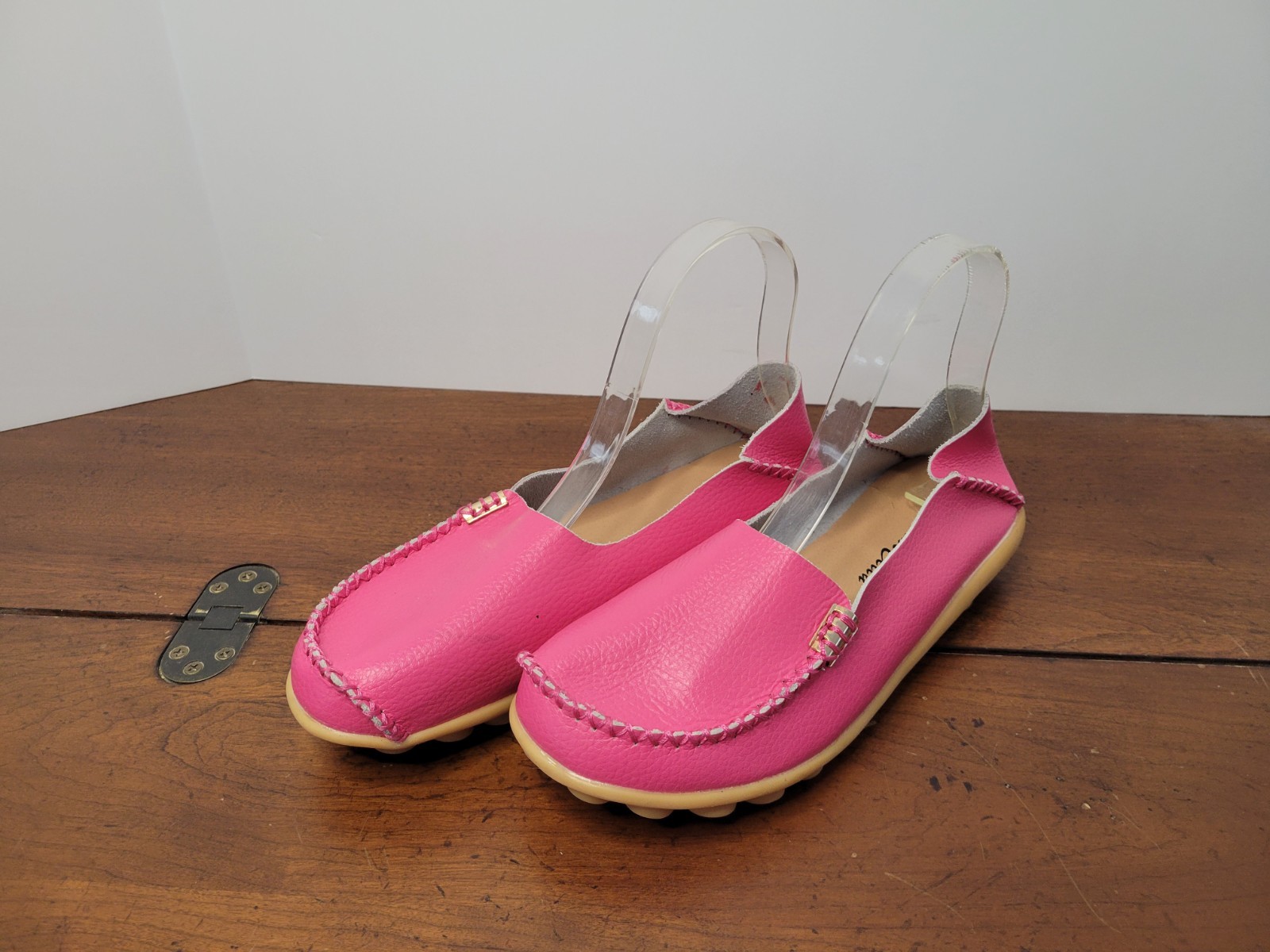 Venus Celia Pink Leather Comfort Womens Walking Driving Loafer Size 7.5 or 38