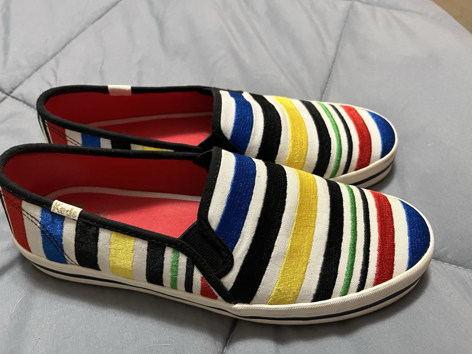 Kate Spade Keds Women’s 8.5 Multicolor Decker Striped Sneakers slip on Shoes