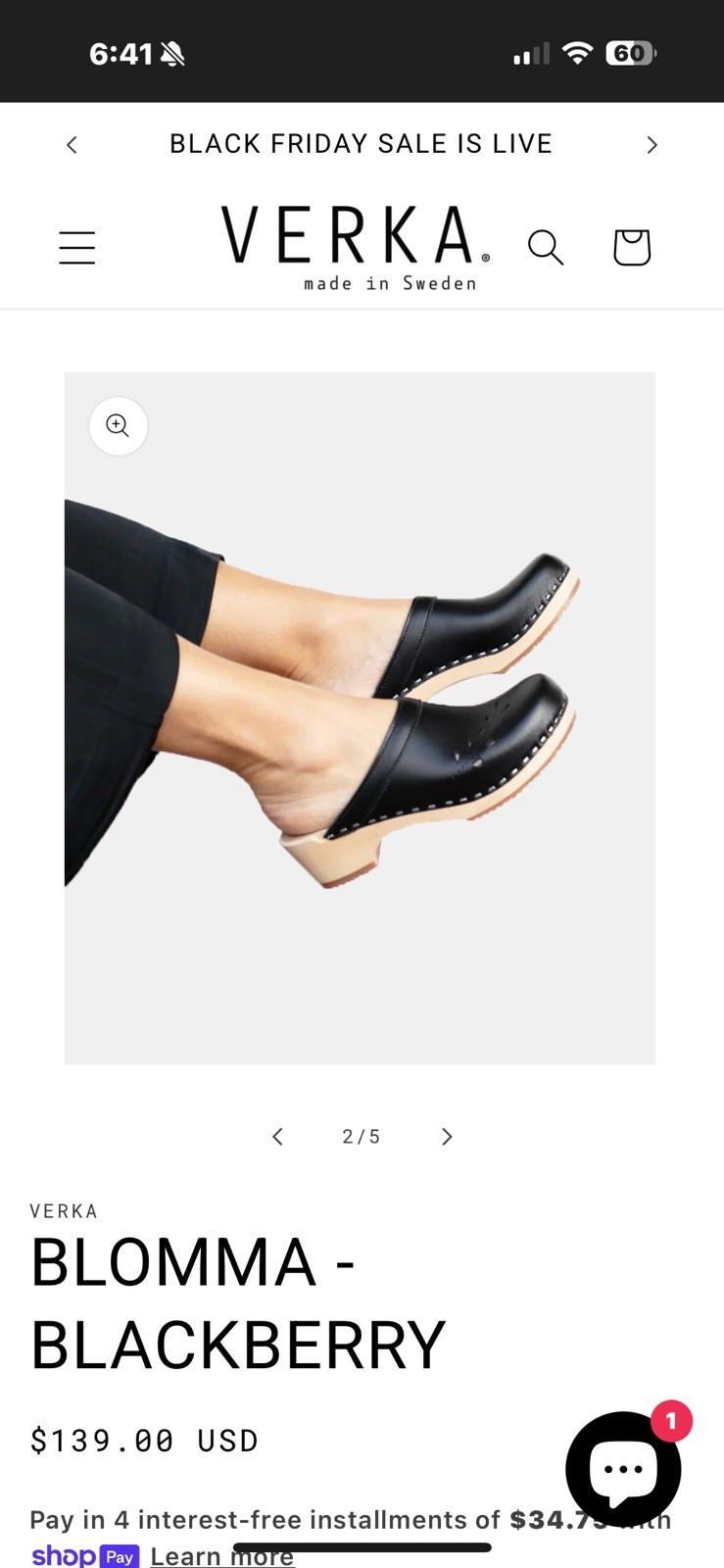 VERKA BLOMMA – BLACKBERRY Size 41/10-10.5