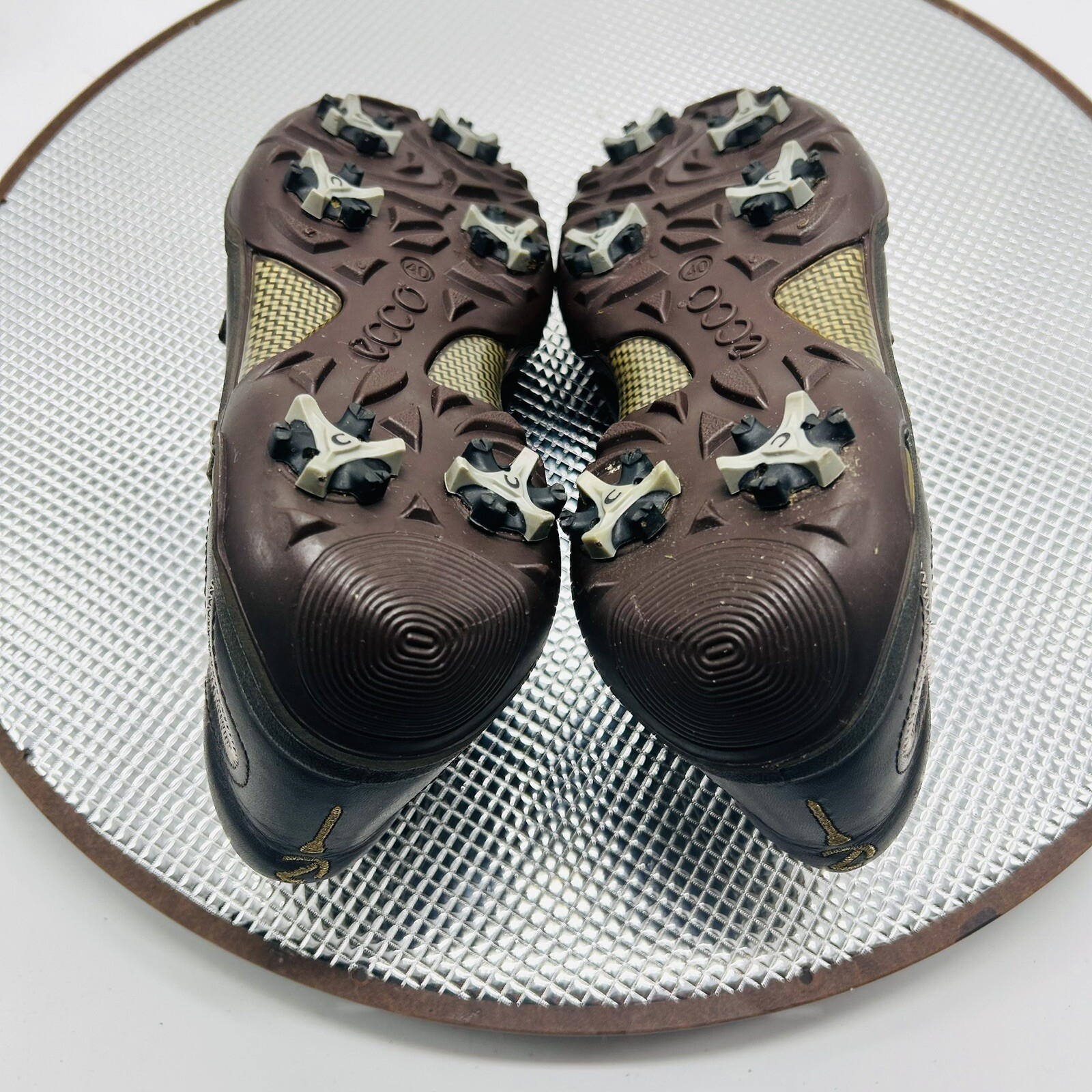 Ecco Hydromax Women Size US 9 EU 40 Comfort Brown Leather Hook & Loop Golf Shoes