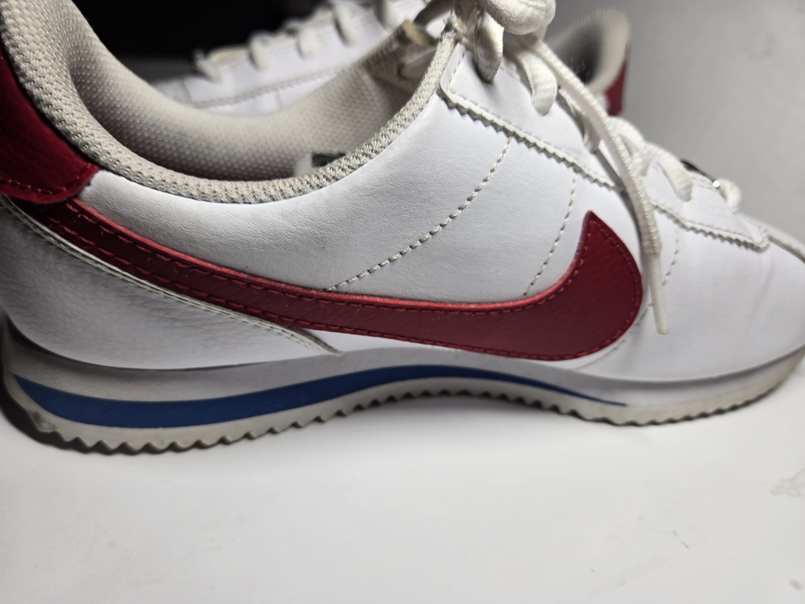 Nike Cortez Forrest Gump Sneakers White Varsity Red & Varsity Blue Size 6y