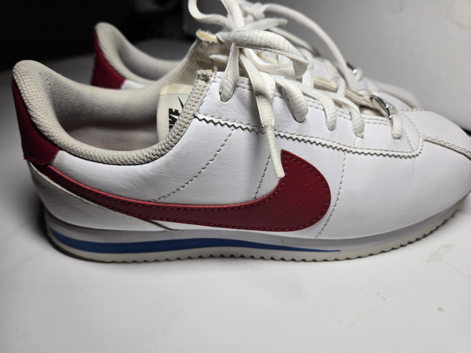 Nike Cortez Forrest Gump Sneakers White Varsity Red & Varsity Blue Size 6y