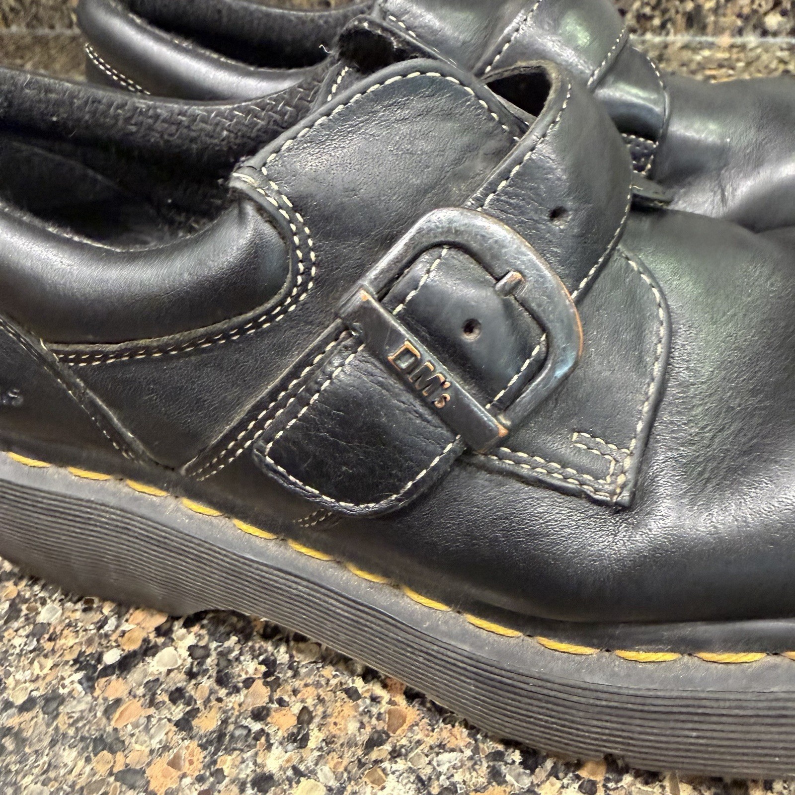 Dr. Martens 3A78 Monk Strap Shoes Women 7 Vintage Leather Contrast Stitch