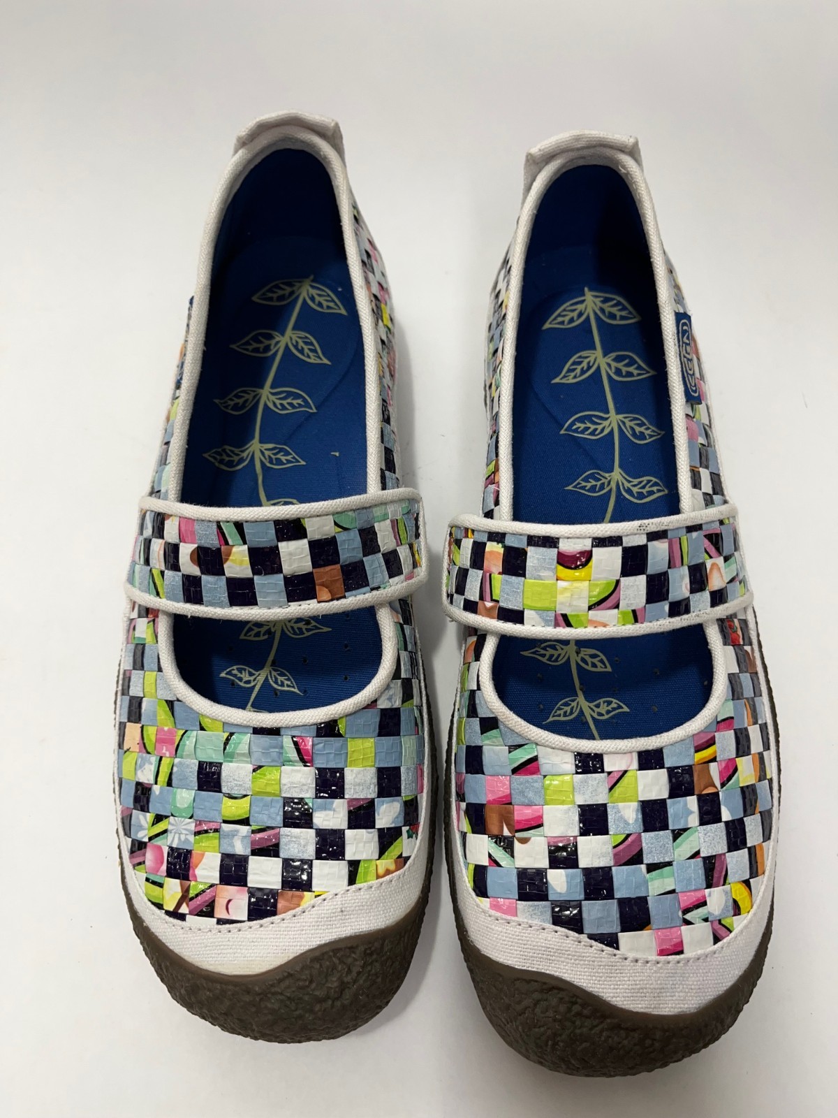 Keen Harvest Womens Size 10 Blue Multicolor Woven Rice Bag Mary Jane Shoes NWOT