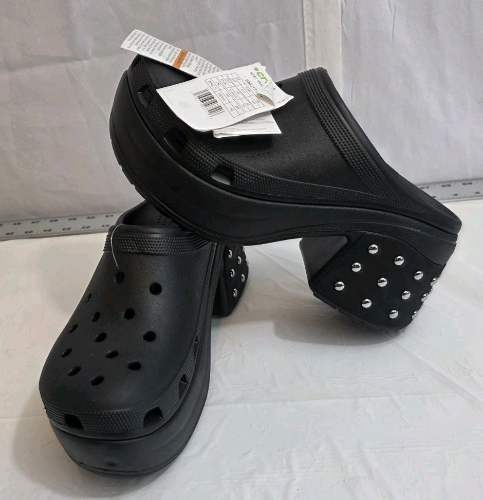 Croc Siren Studded Clog Men’s 11 Women’s 12.5 Black Platform Slip In Shoes NWT
