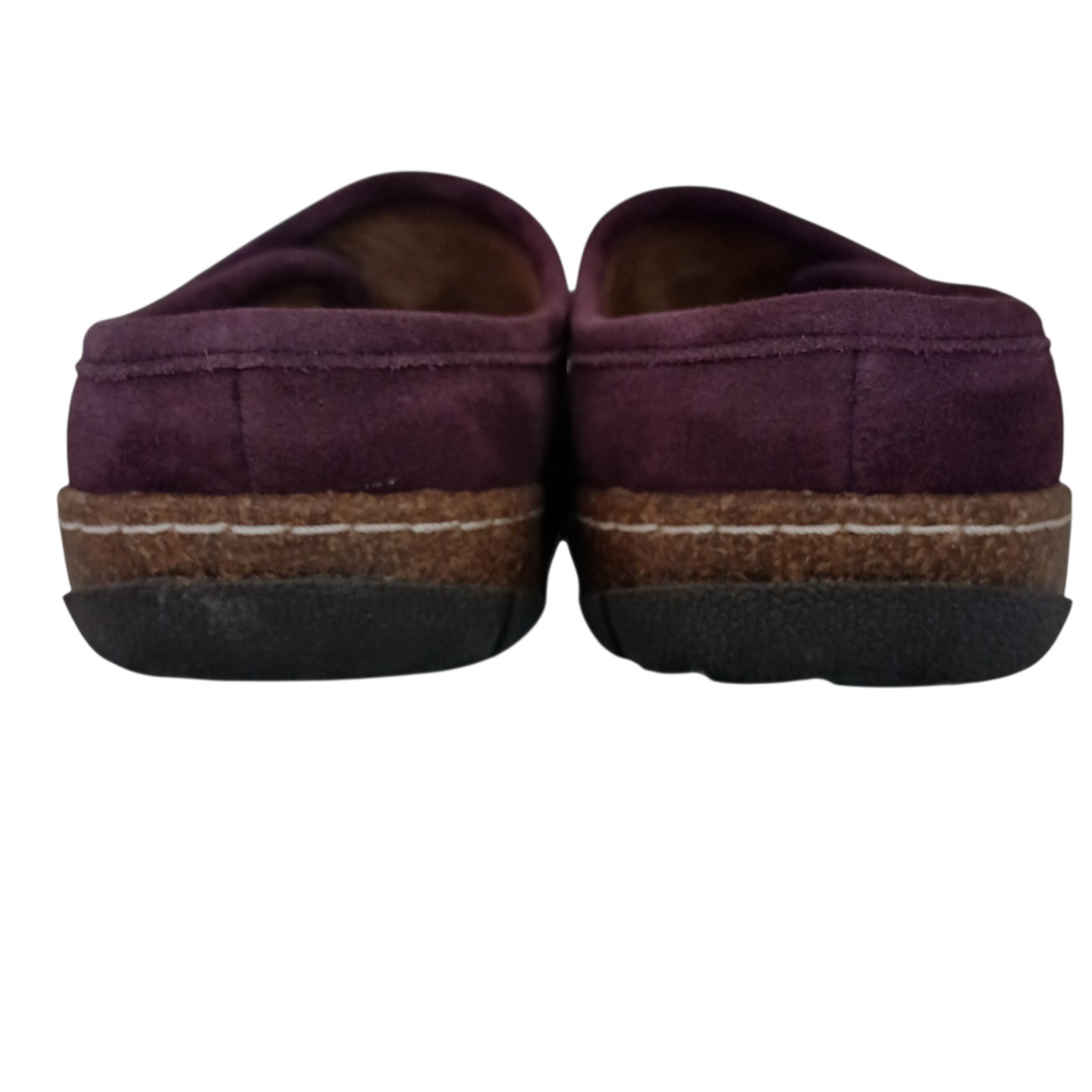 EARTH Ezra Suede Clogs Women’s 8 Purple Adjustable Slip On Comfort Cork Button