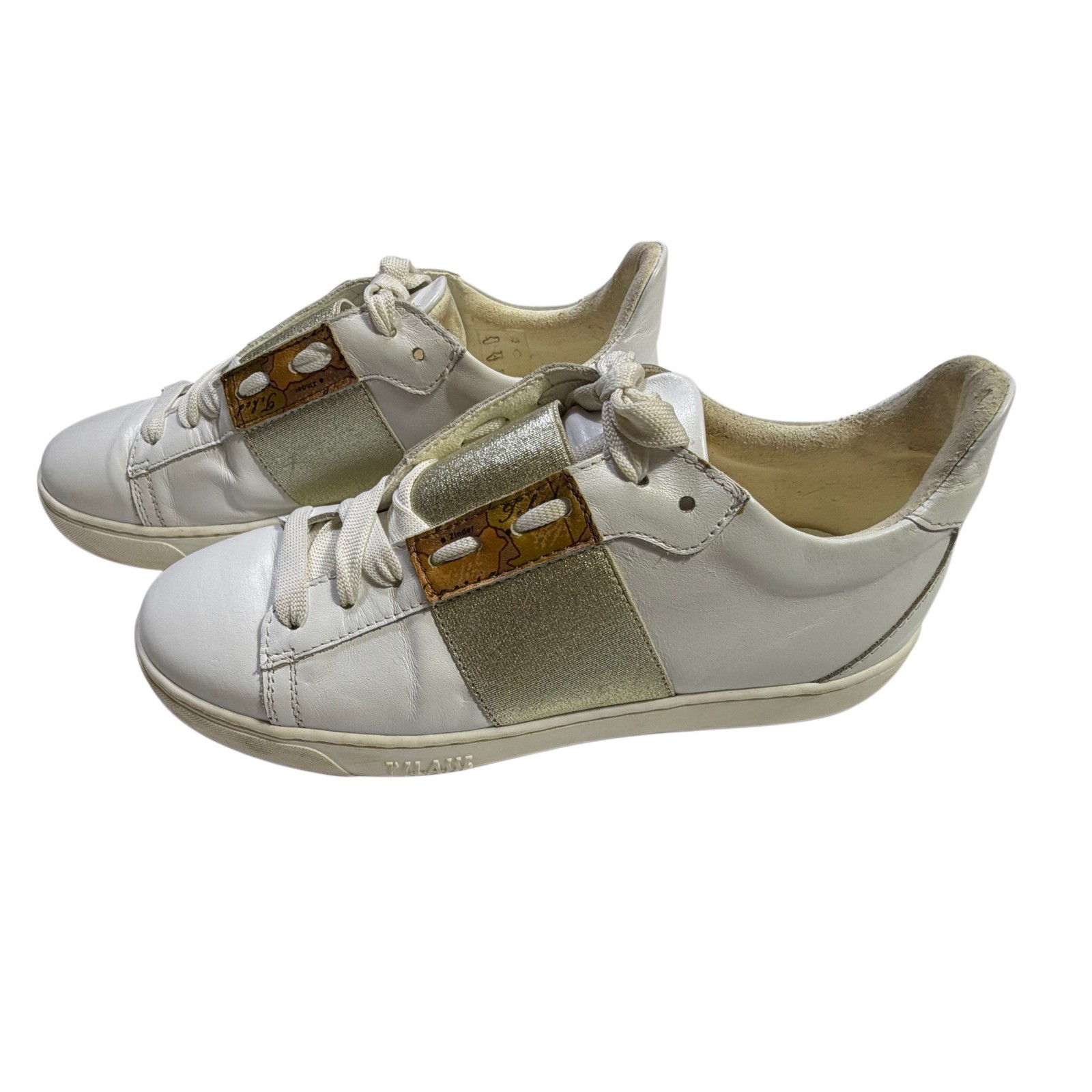 Alviero Martini 1ª Classe White Leather Sneakers EU 38 Made in Italy Luxe
