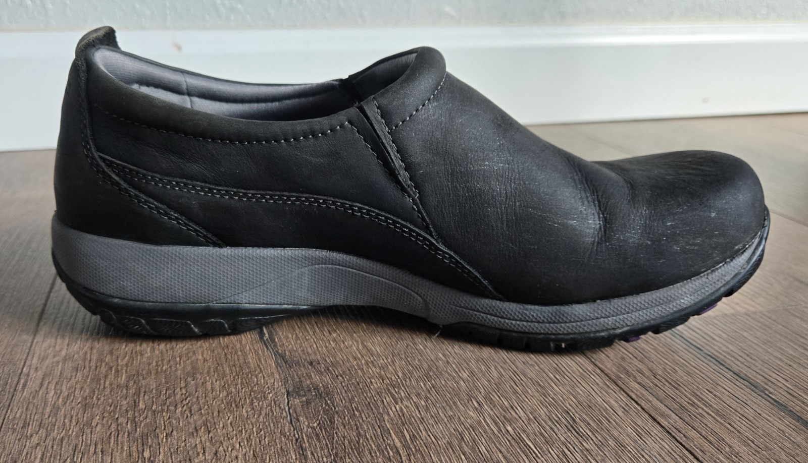 Women’s Dansko Patti Milled Nubuck Slip-on Shoes, Size 8, Black, Vibram Soles