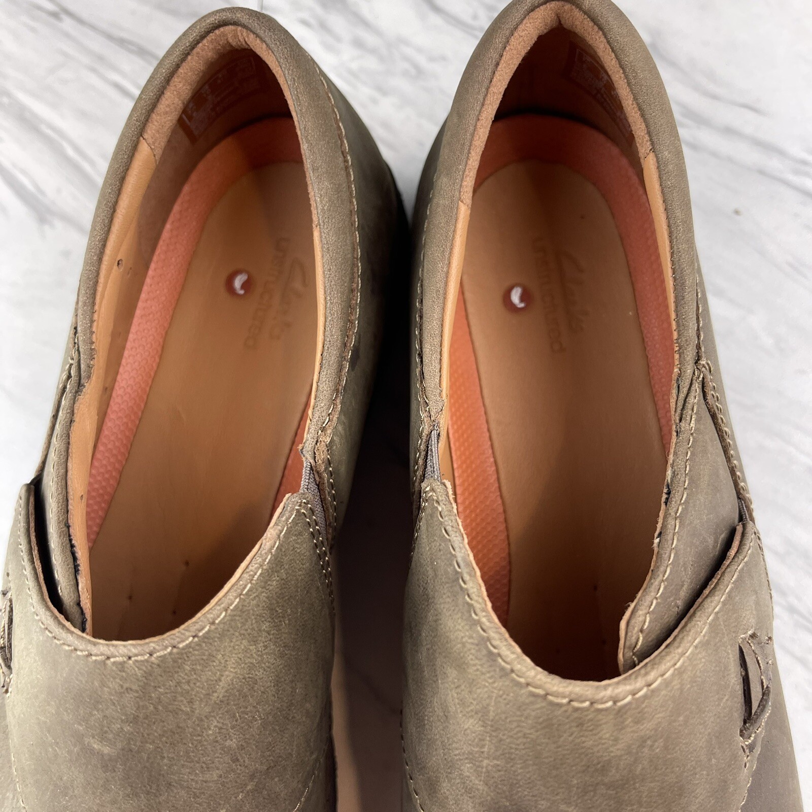 .Clarks Un Loop Ave Womens 10 W Wide Loafer Taupe Leather Shoes