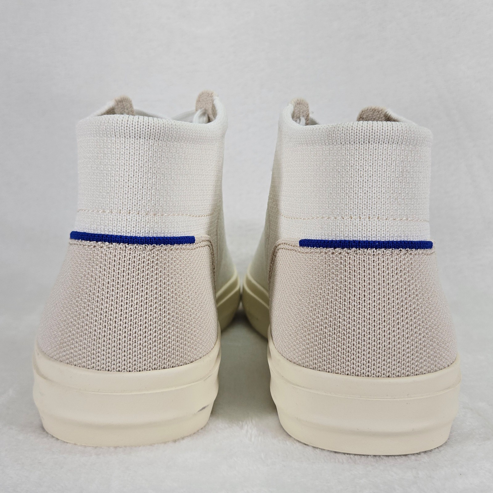 Rothy’s High Top Sneaker Womens 9.5 Cream Beige Shoes Lace Up Knit Casual